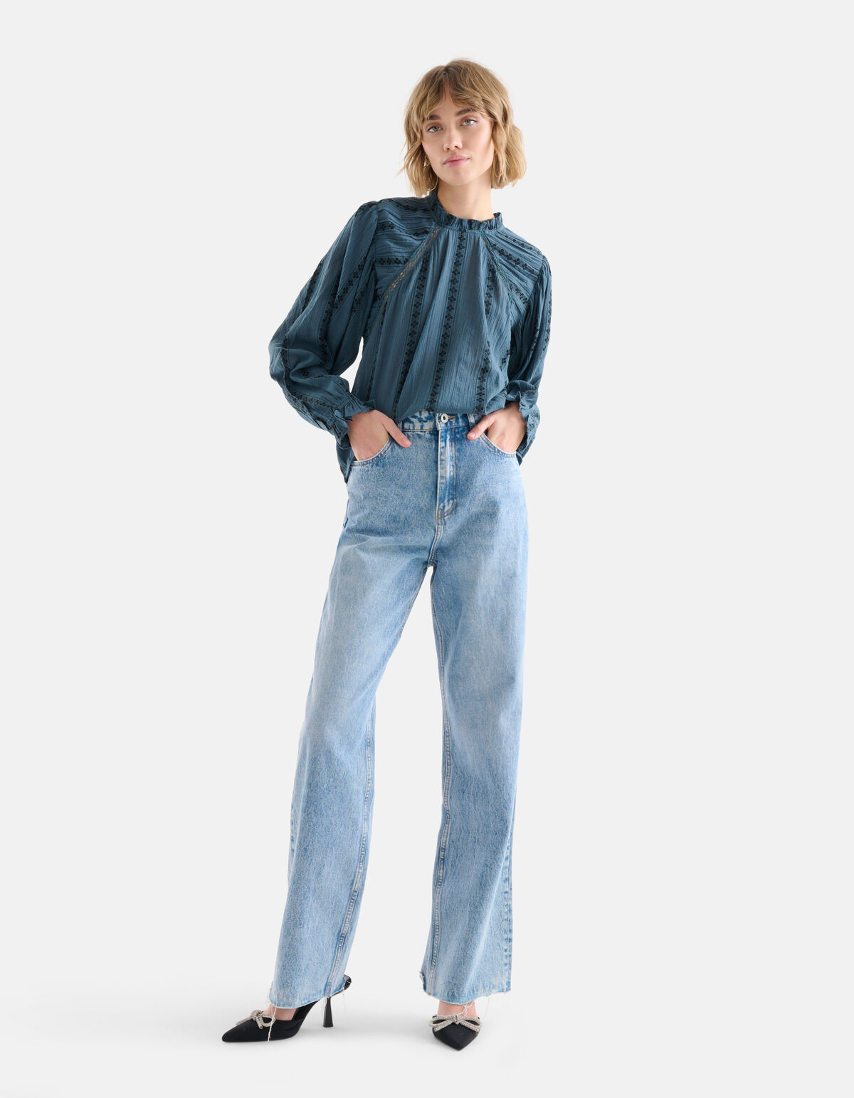 Kanten Top Petrol SHOEBY WOMEN