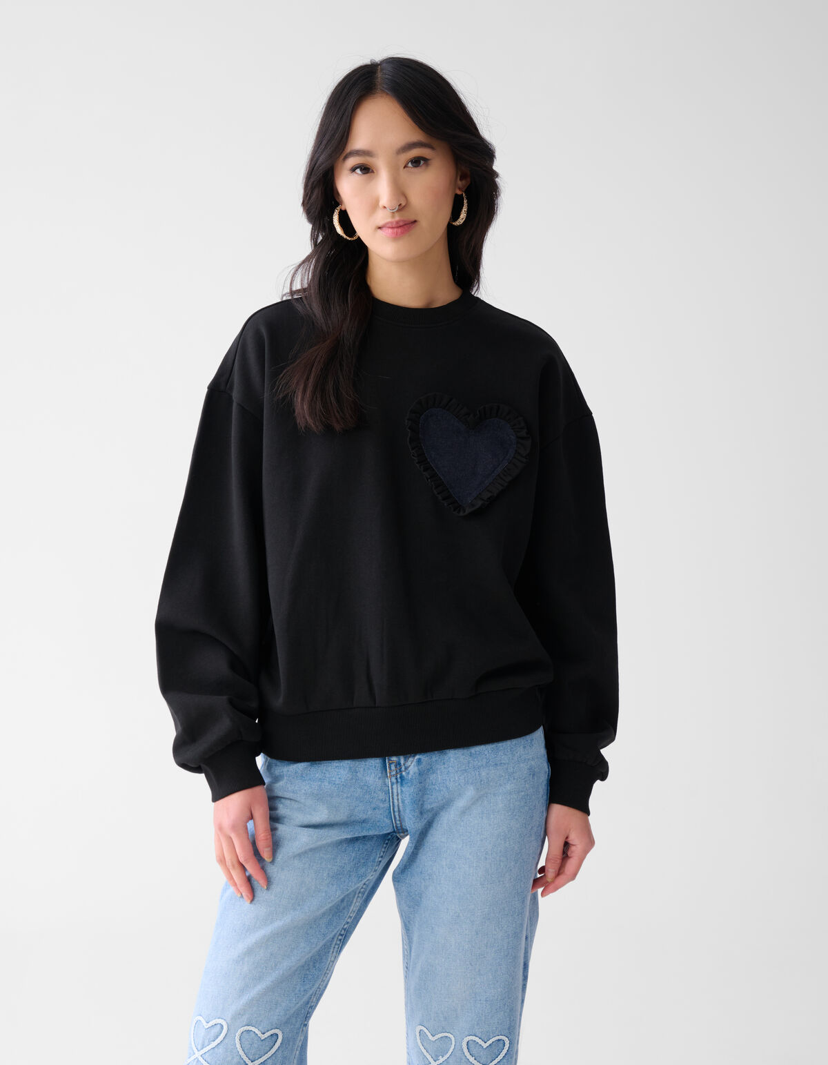 Denim Patch Sweater Zwart SHOEBY WOMEN