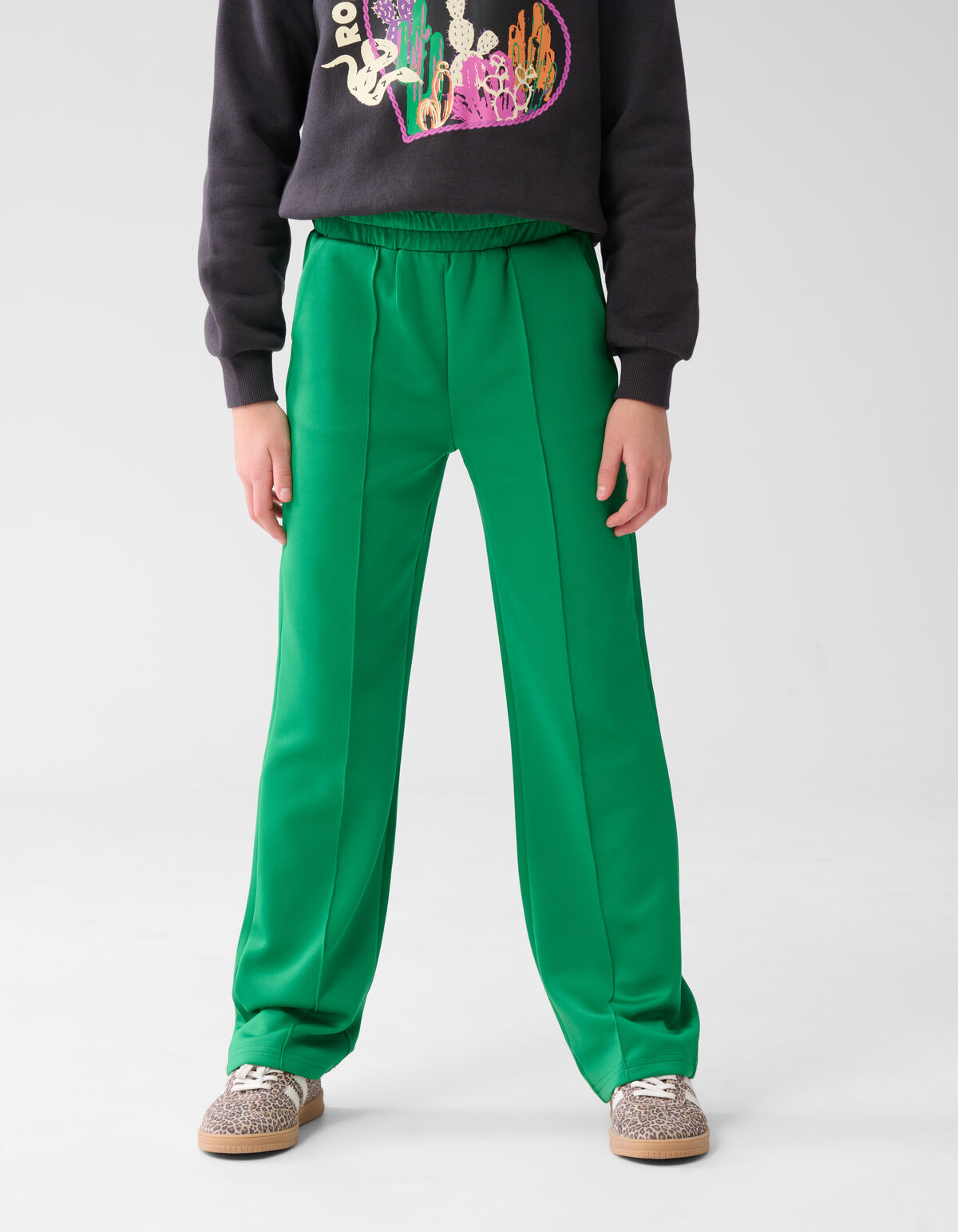 Wide Leg Fit Broek Groen SHOEBY GIRLS