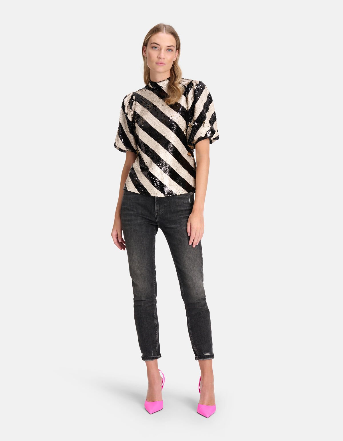 Pailletten Top Zwart/Wit SHOEBY WOMEN