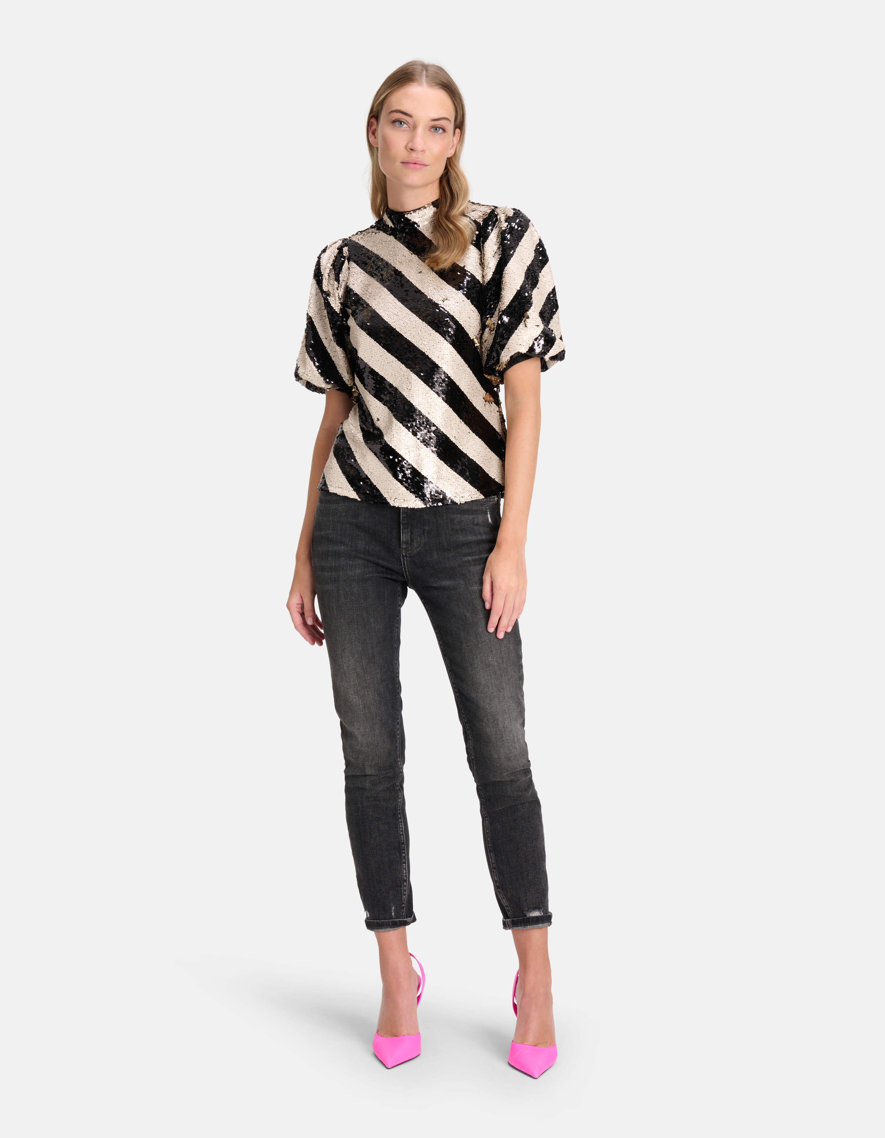 Pailletten Top Zwart/Wit SHOEBY WOMEN