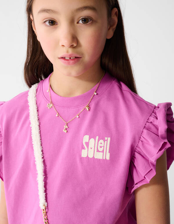 Ruffle Soleil Artwork T-shirt Roze SHOEBY GIRLS