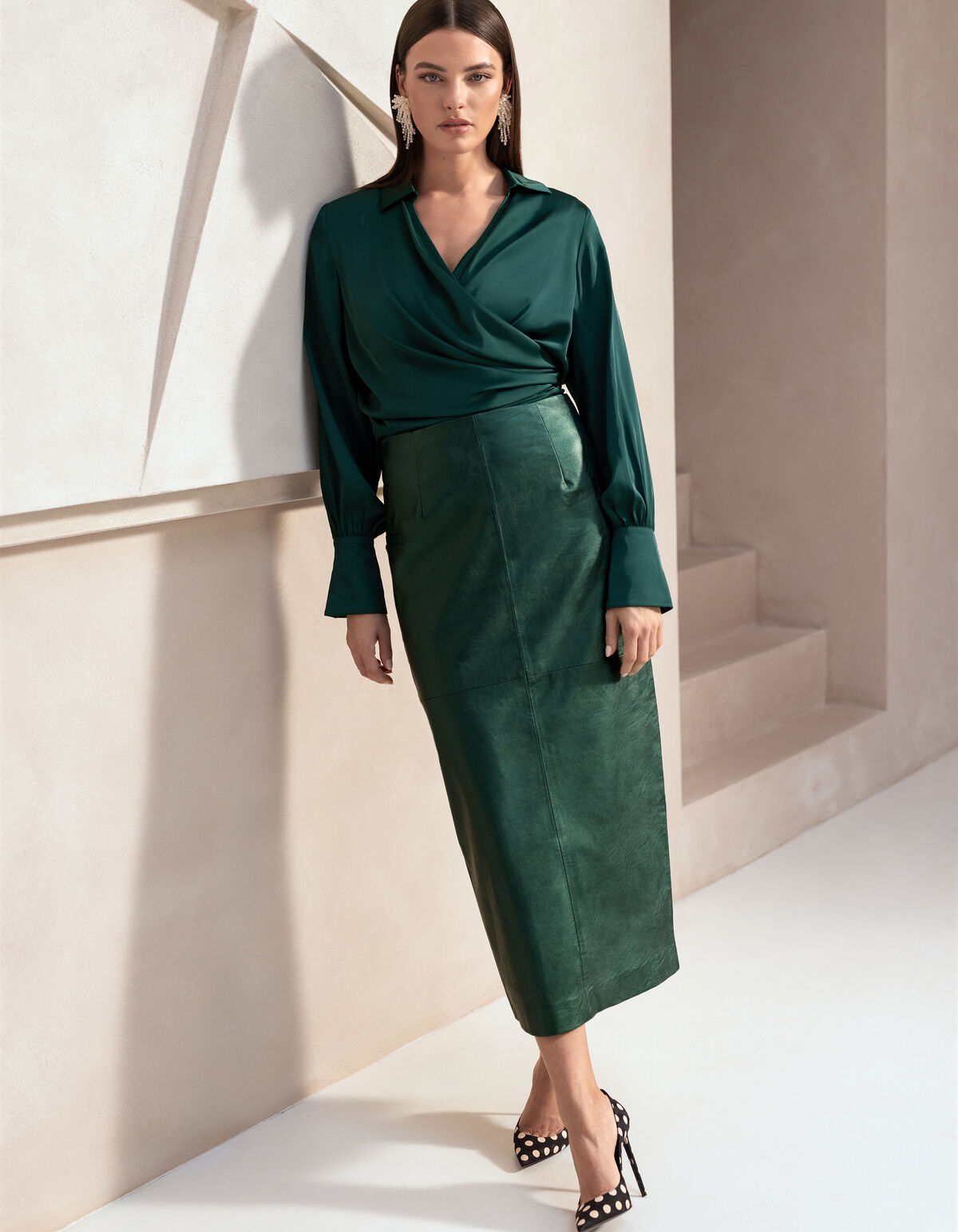 Metallic Maxi Rok Groen By Mieke SHOEBY WOMEN
