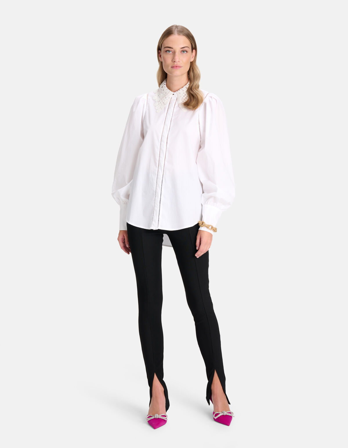 Kanten Poplin Blouse Gebroken Wit By Fred SHOEBY WOMEN