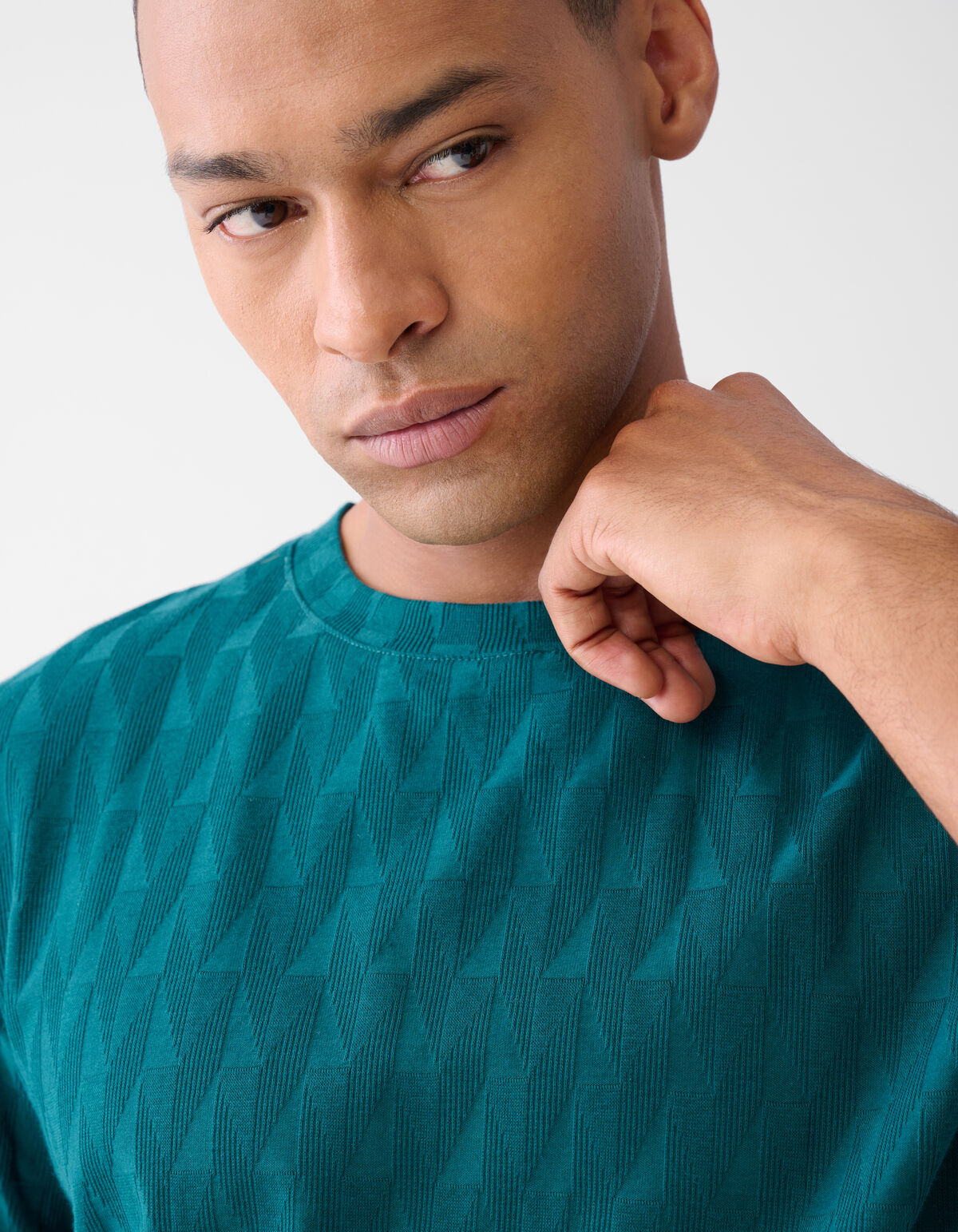 Jacquard T-shirt Donkergroen SHOEBY MEN