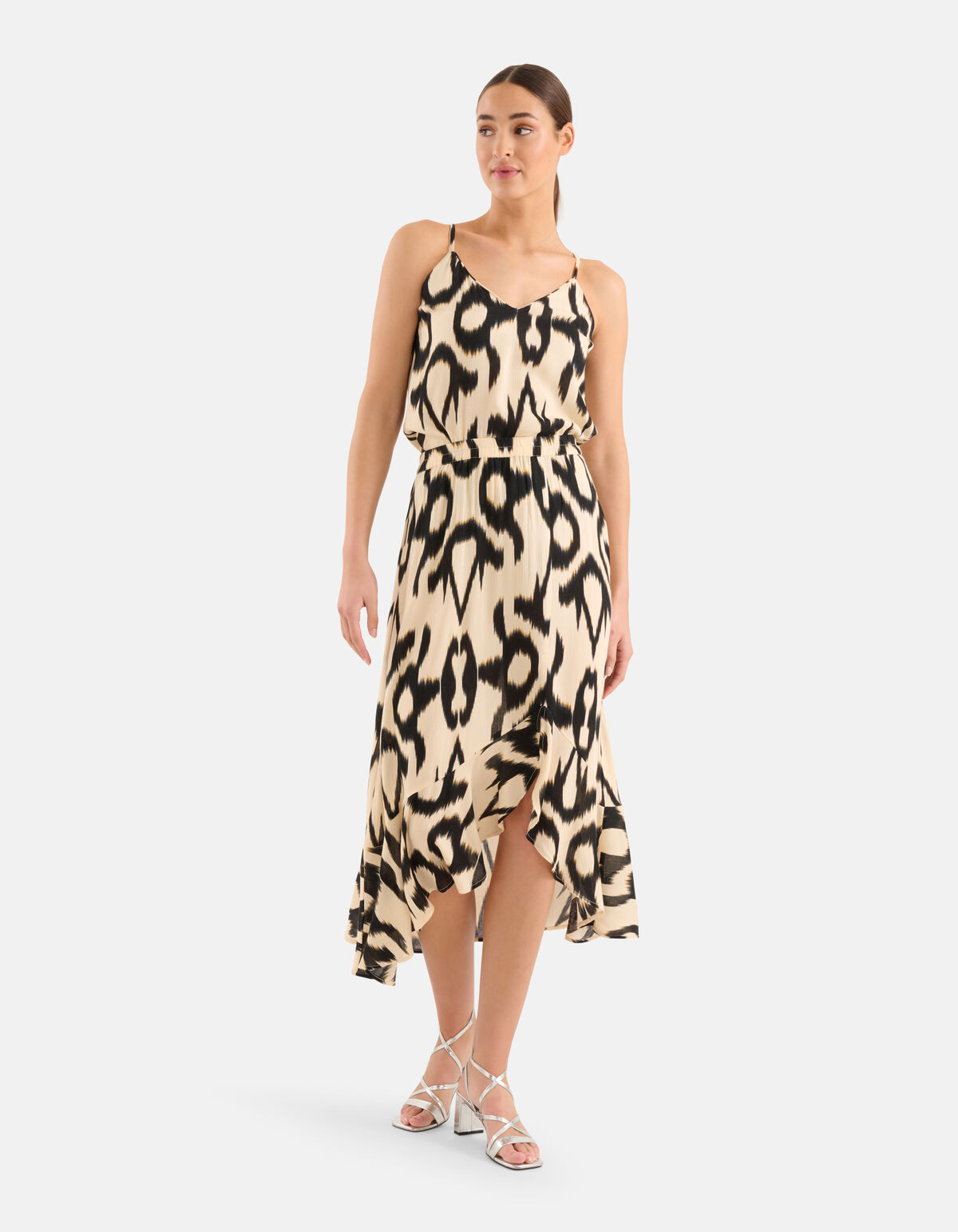 Crinkle Midi Rok Zwart/Gebroken Wit SHOEBY WOMEN