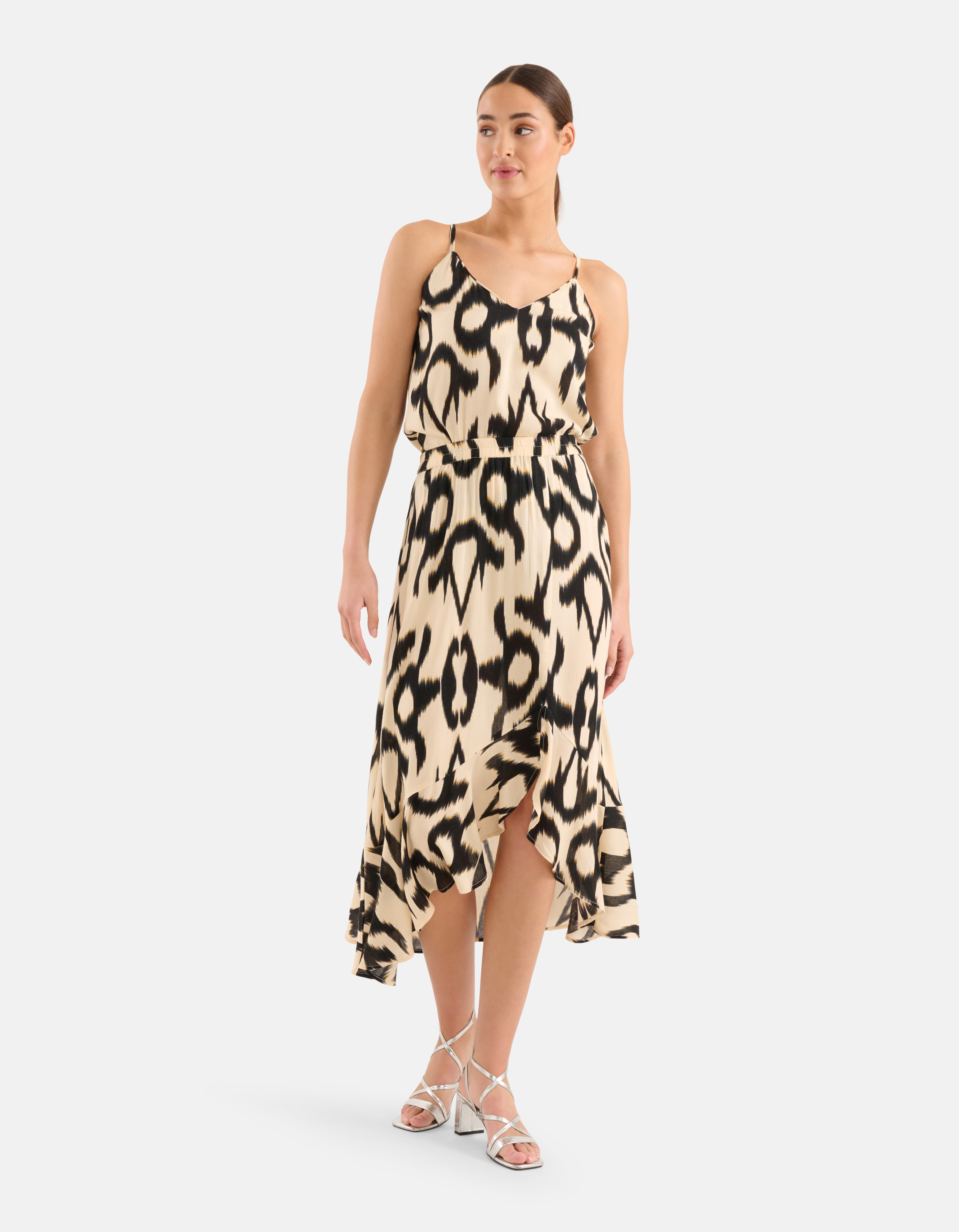 Crinkle Midi Rok Zwart/Gebroken Wit SHOEBY WOMEN