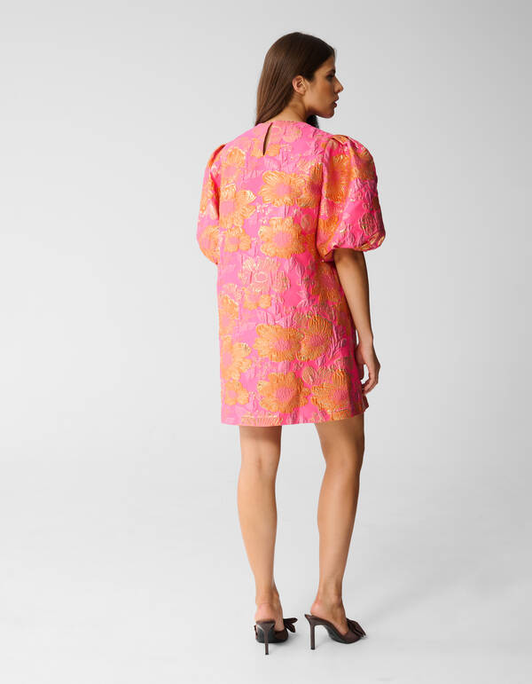 Jacquard Flower Mini Jurk Roze SHOEBY WOMEN