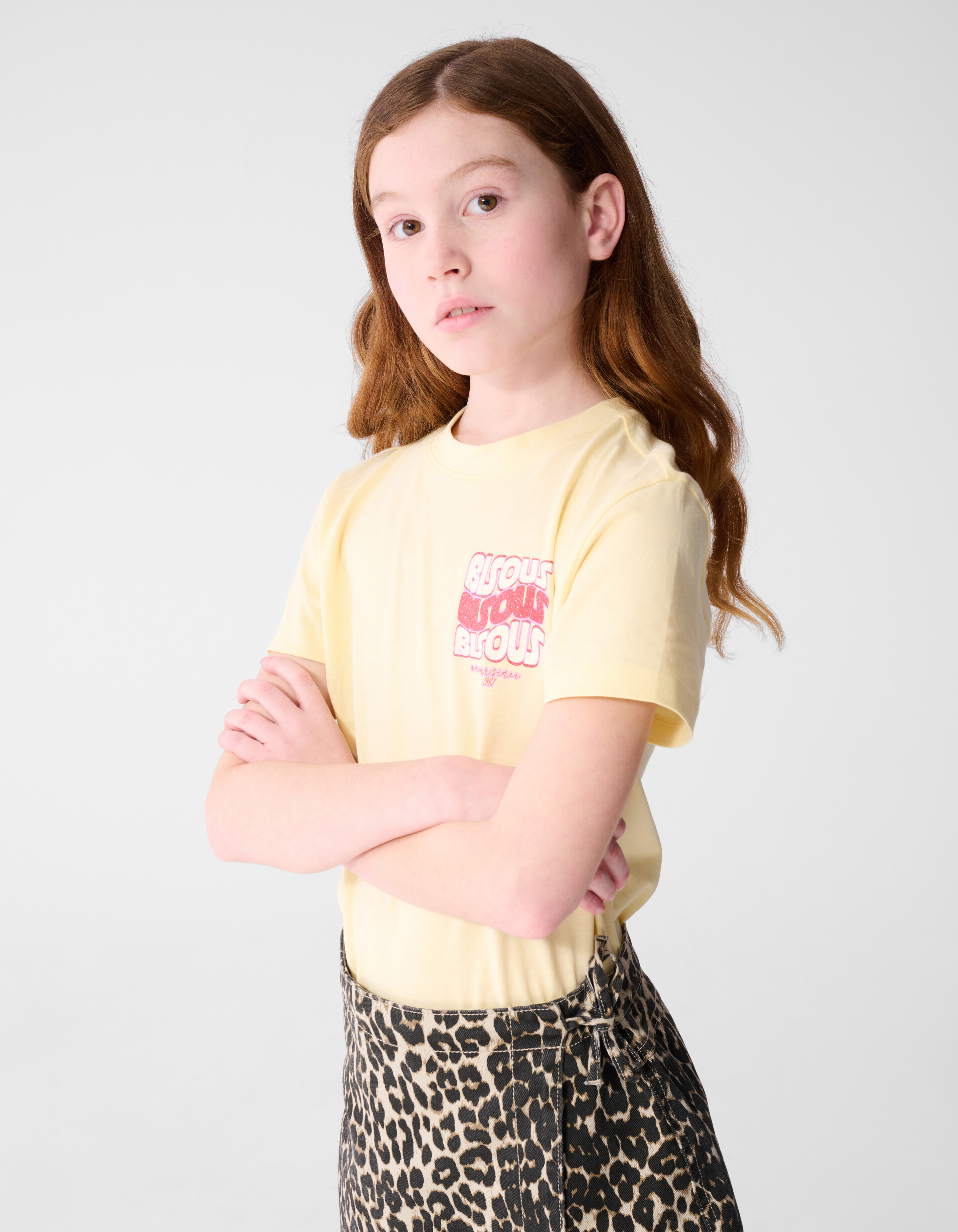 Bisous Glitter Artwork T-shirt Lichtgeel SHOEBY GIRLS