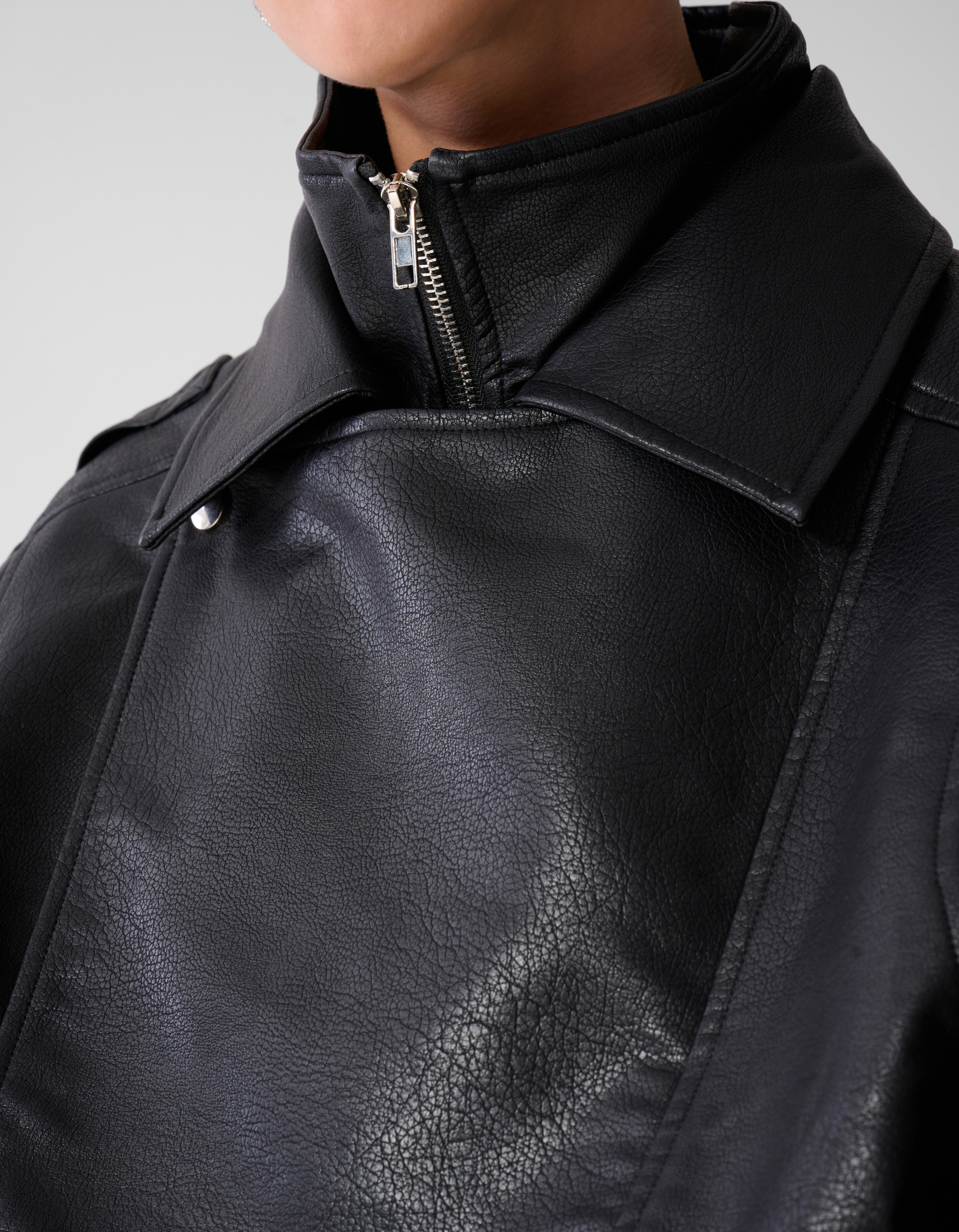 Faux Leather Funnel Neck Jack Zwart SHOEBY WOMEN