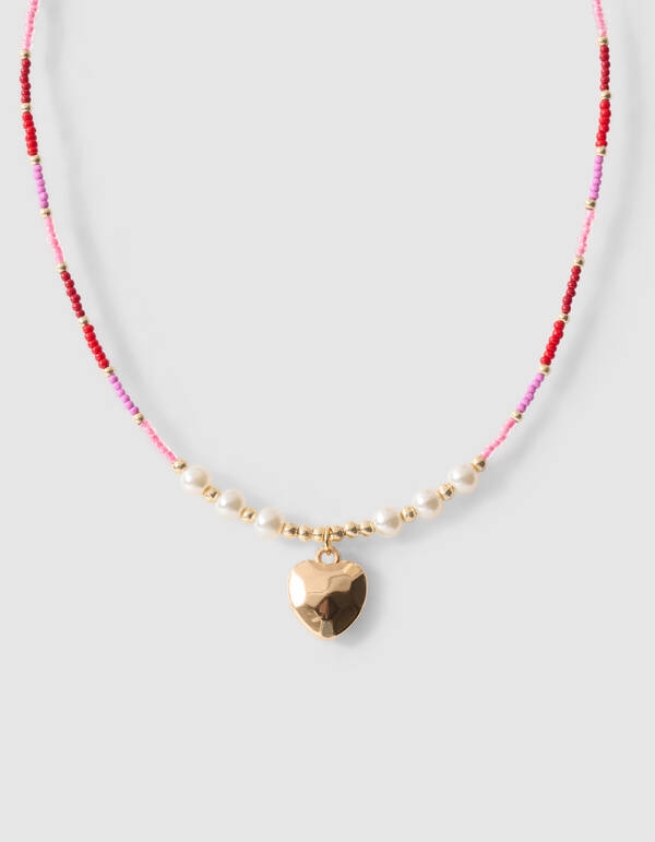 Beaded Heart Ketting Roze SHOEBY ACCESSOIRES