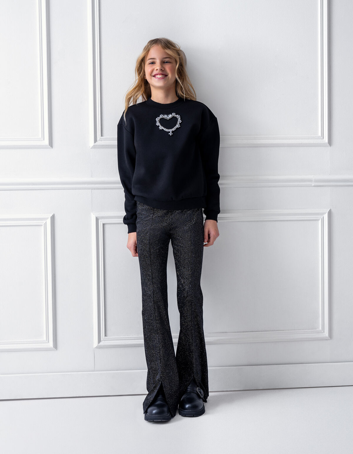 Strass Heart Sweater Zwart SHOEBY GIRLS