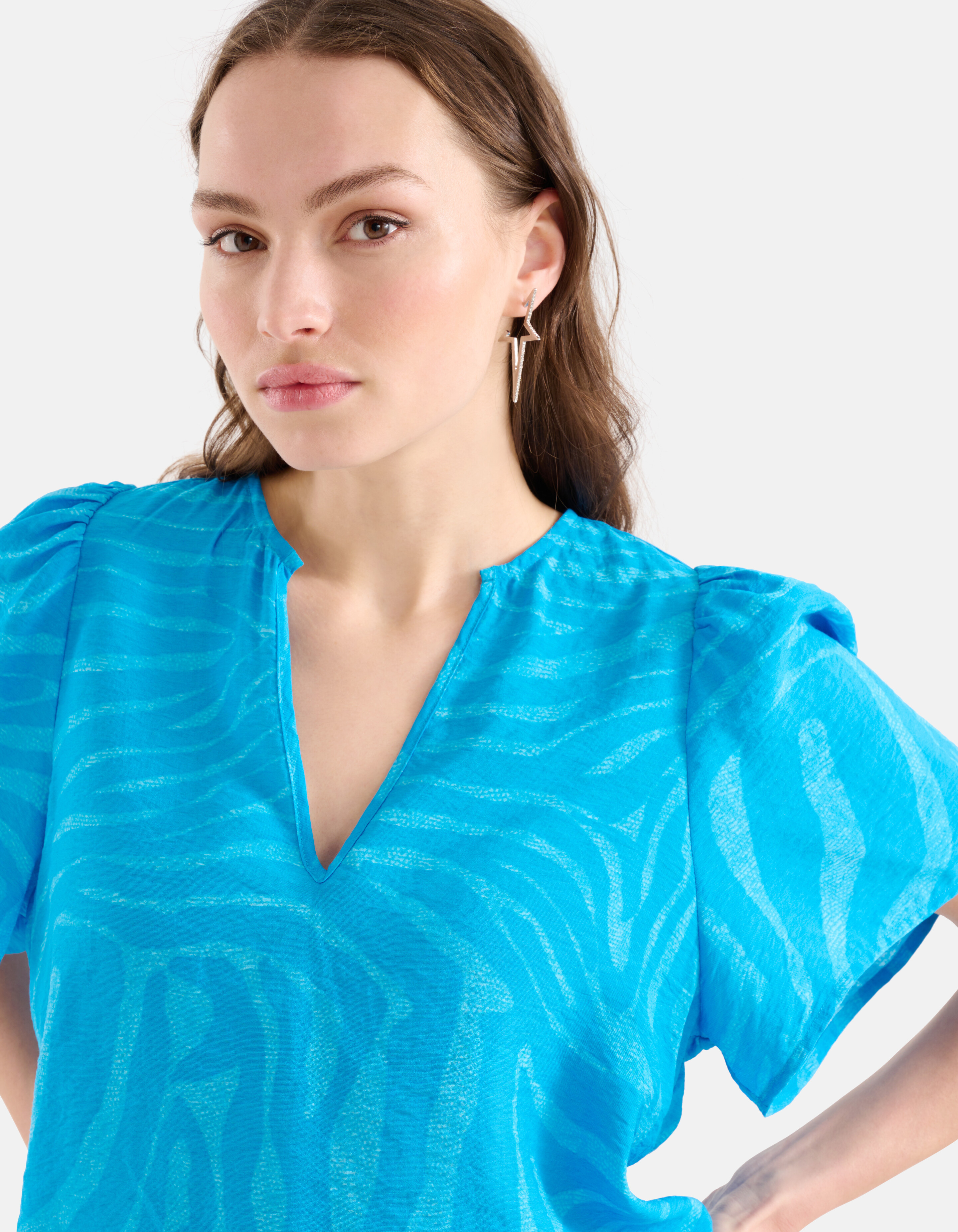 Zebra Print Top Blauw SHOEBY WOMEN