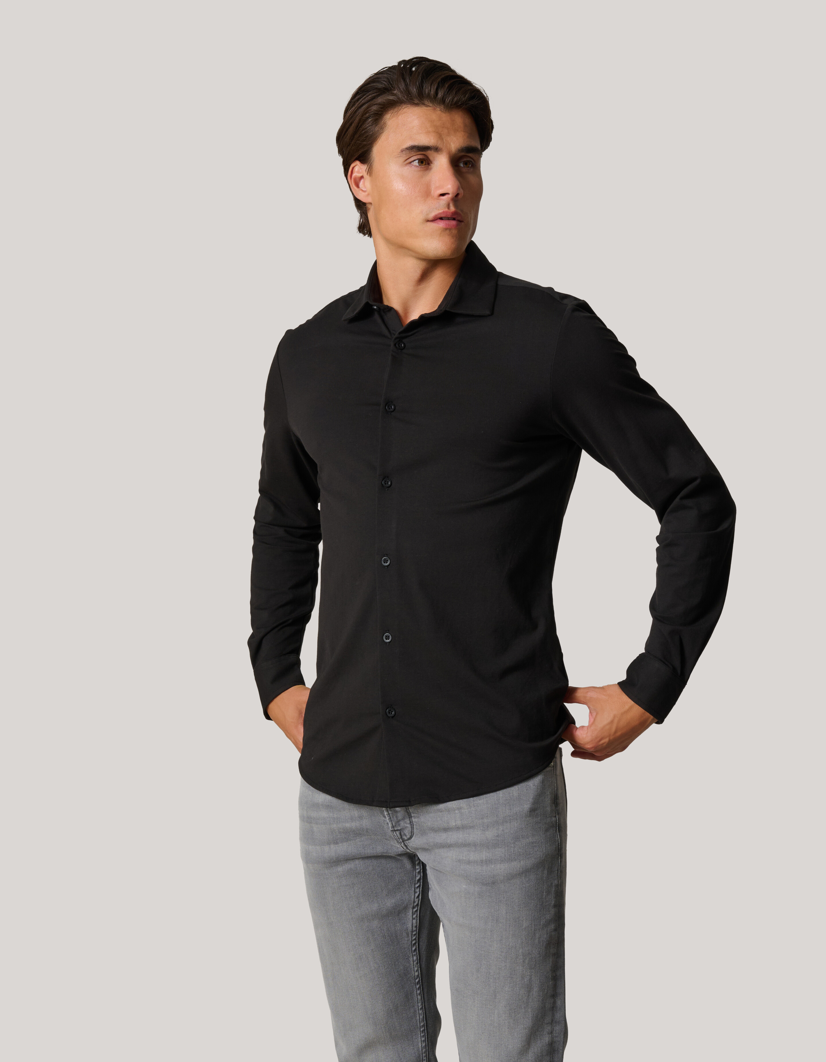 Jersey Overhemd Zwart SHOEBY MEN