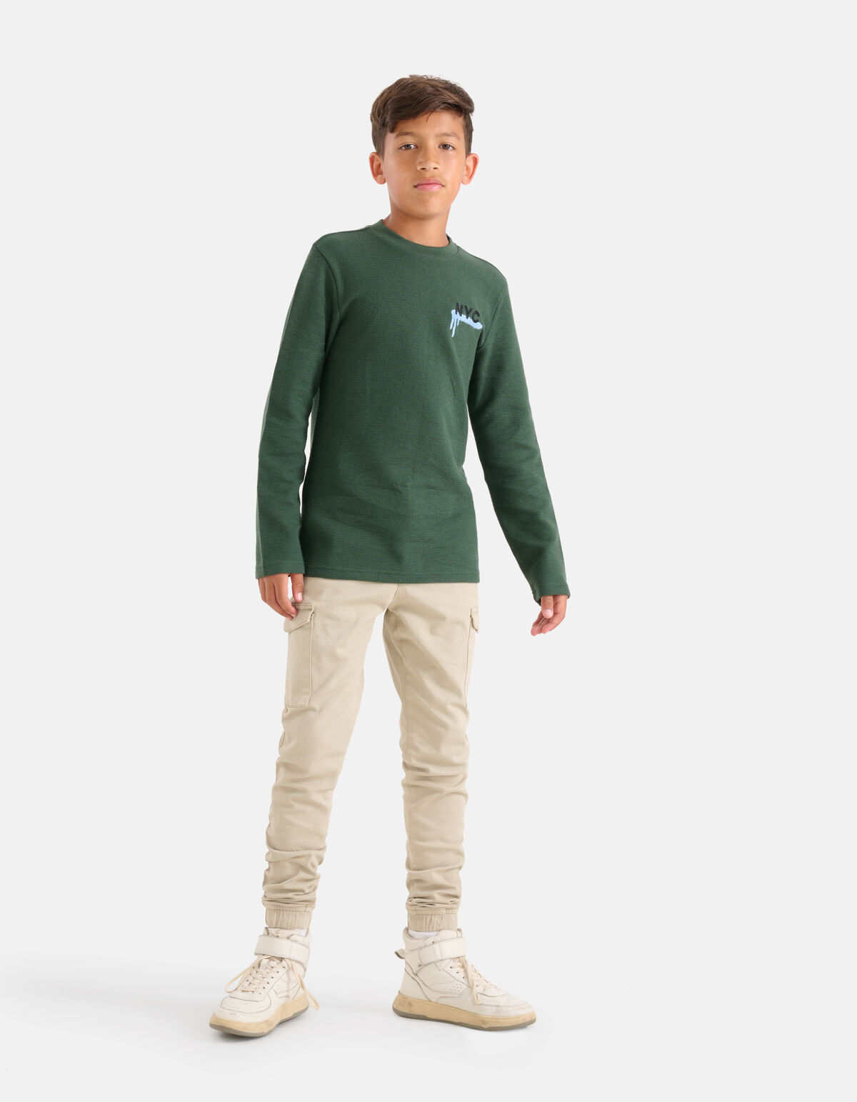 Structuur Longsleeve Donkergroen SHOEBY BOYS