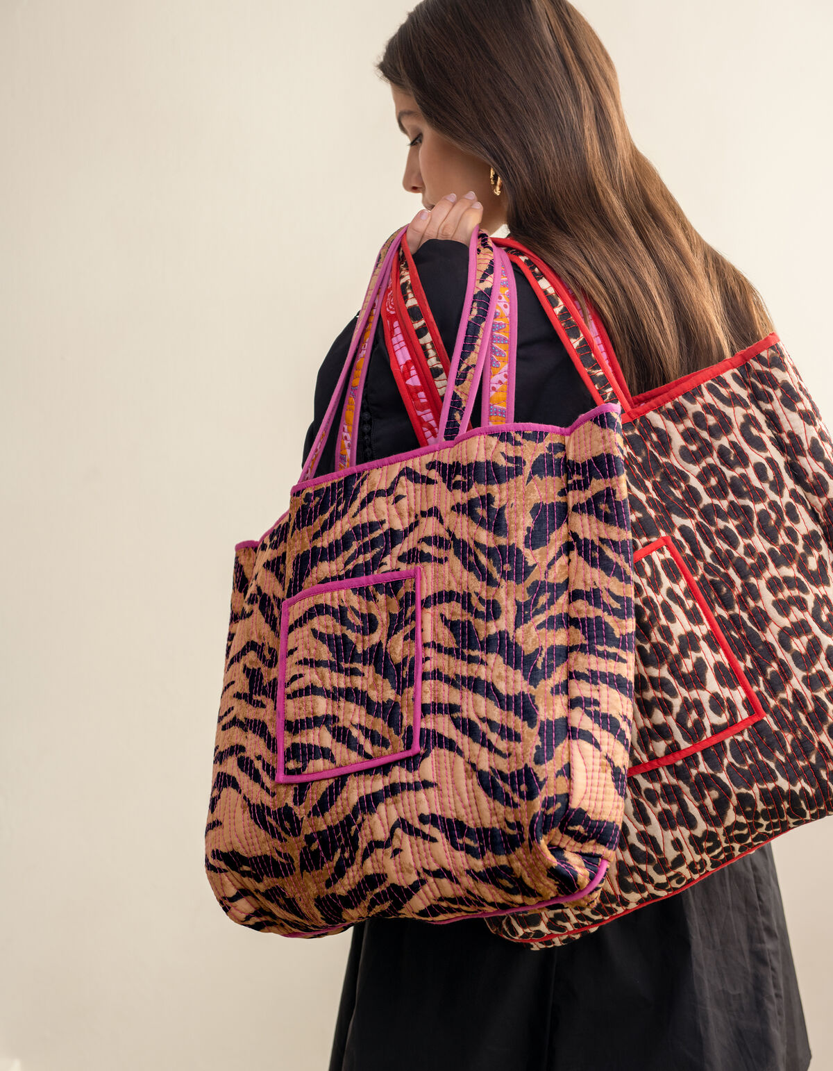 Reversible Printed Shopper Roze SHOEBY ACCESSOIRES