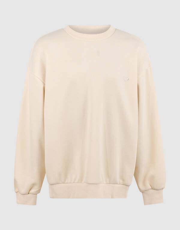 Strass Tekst Sweater Gebroken Wit SHOEBY GIRLS