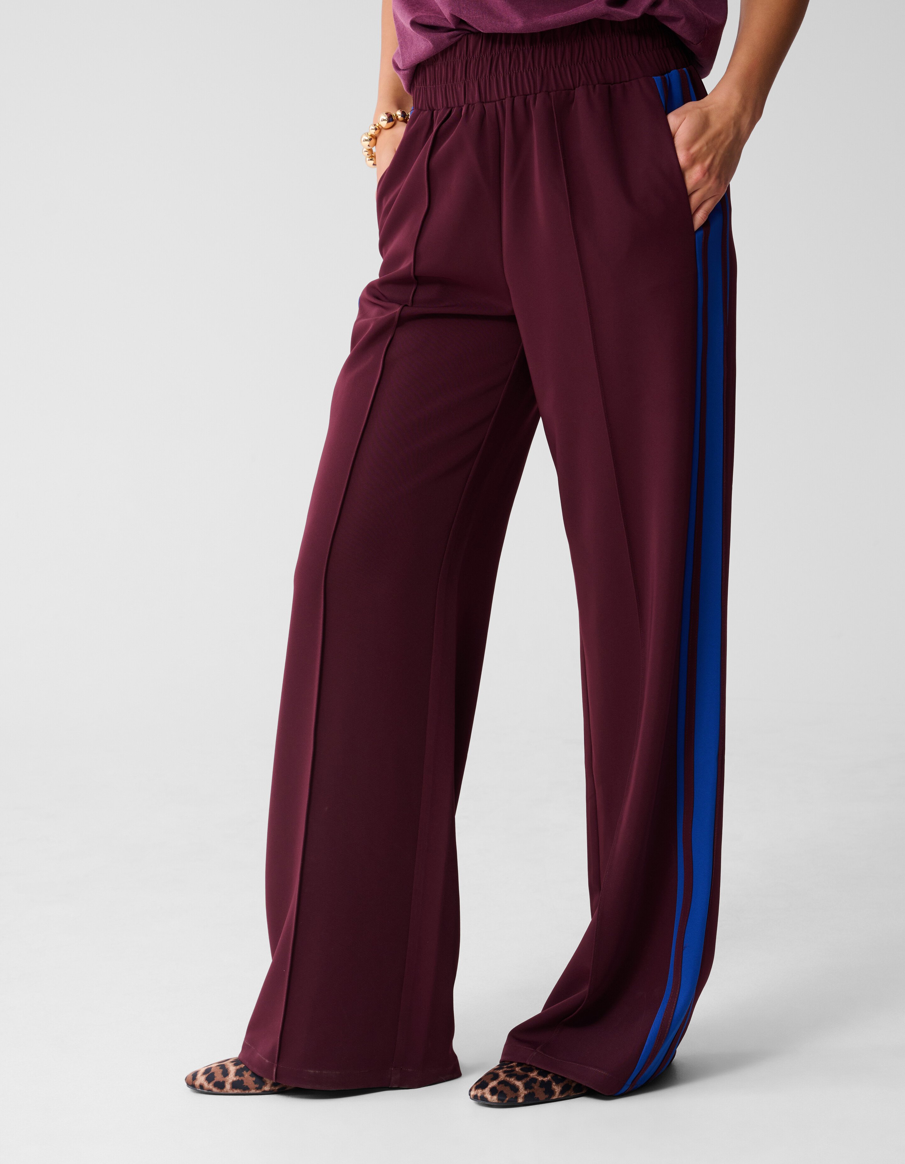 Sporty Wide Leg Broek Donkerrood SHOEBY WOMEN