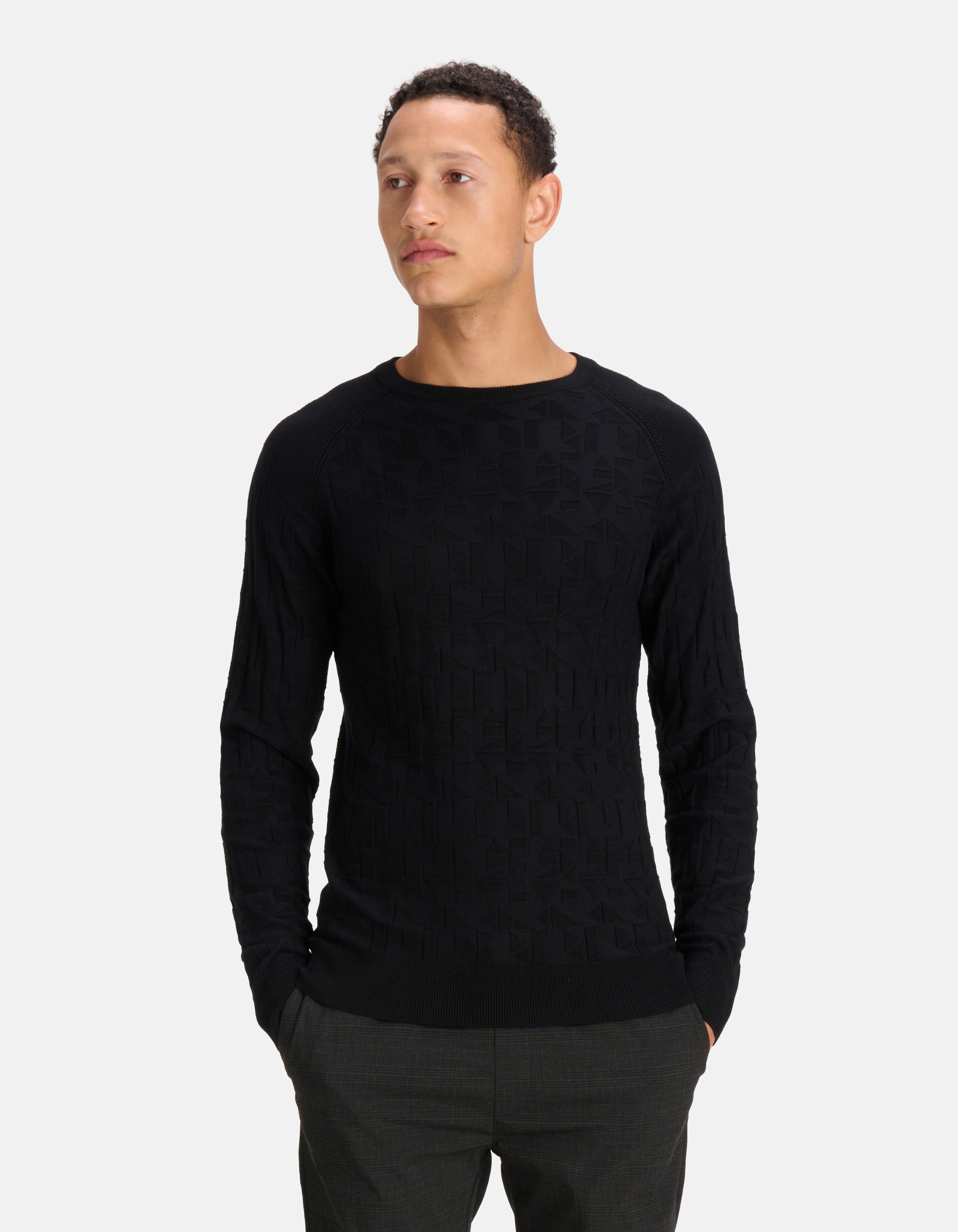 Gestructureerde Trui Zwart SHOEBY MEN