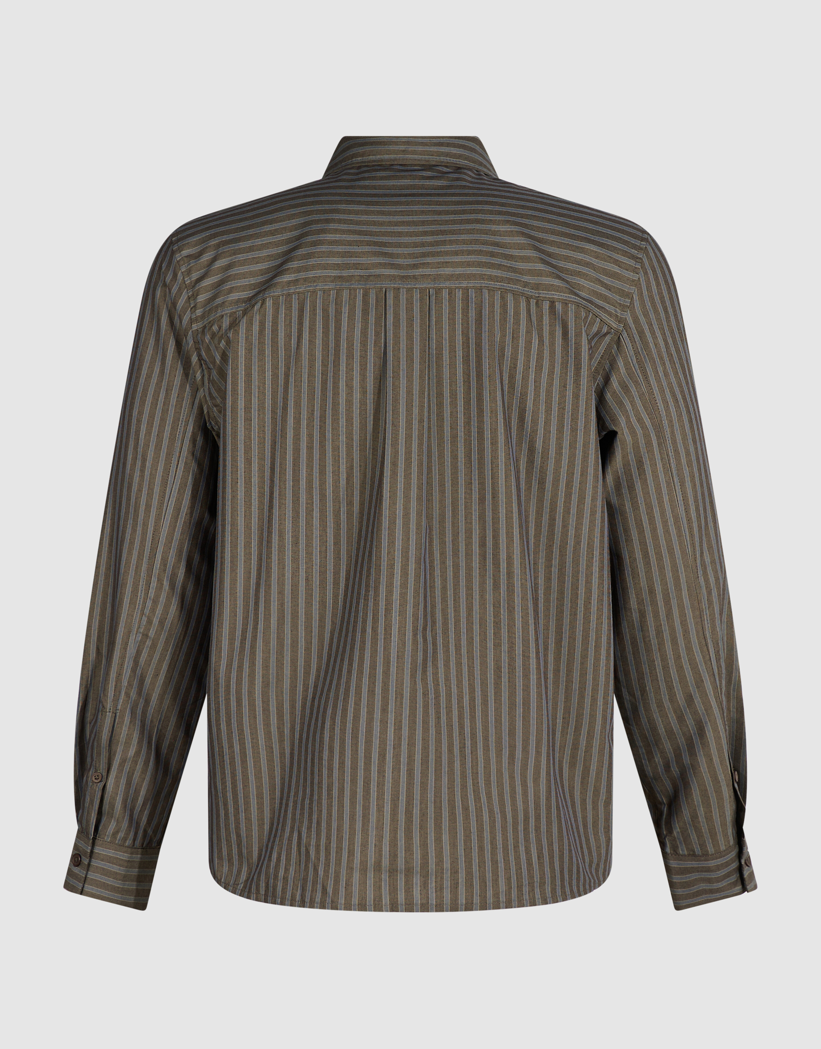 Relaxed Fit Gestreept Overhemd Donkerbruin SHOEBY MEN