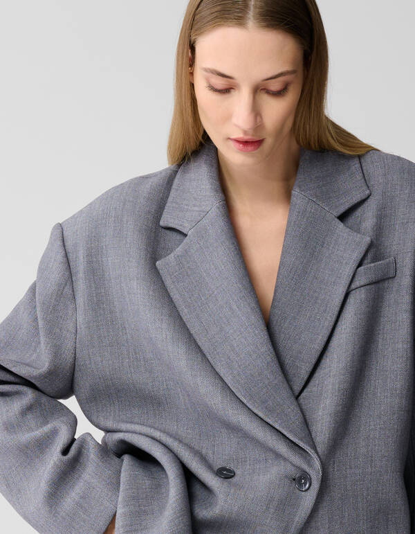 Oversized Shoulder Blazer Grijs By Lonneke SHOEBY WOMEN