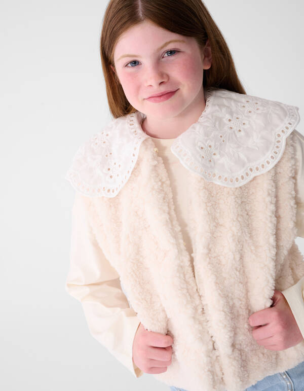 Teddy Mix Gilet Gebroken Wit SHOEBY GIRLS