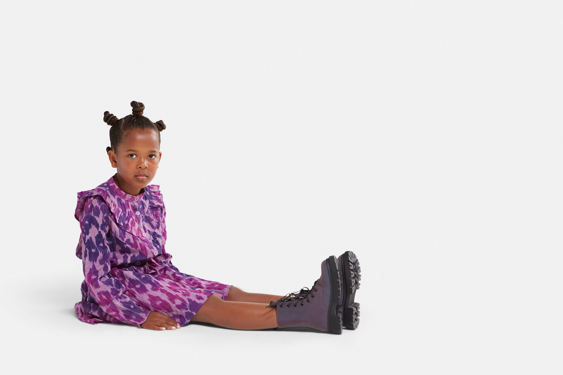 Leopard Ruffle Jurk Paars SHOEBY GIRLS