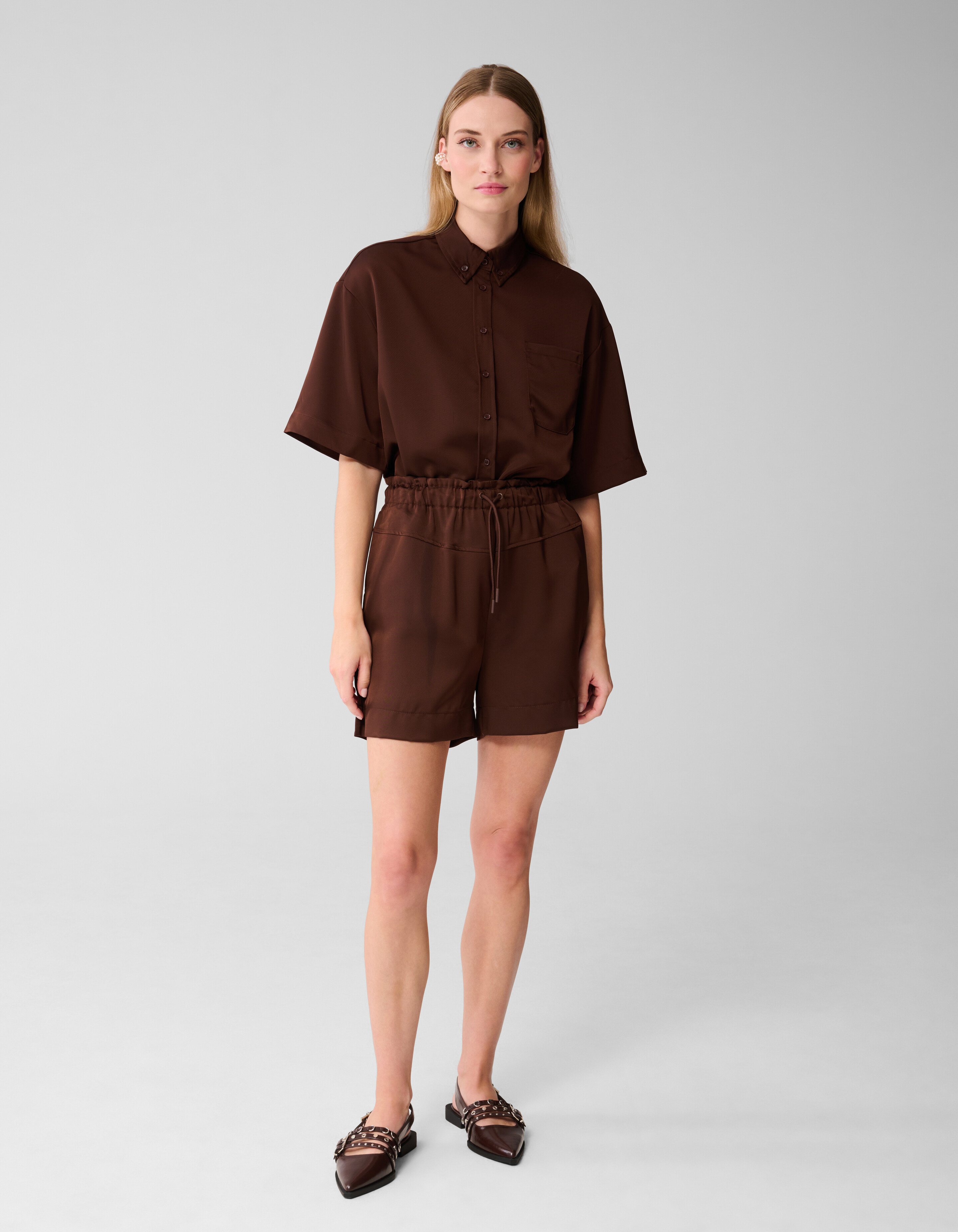 Oversized Blouse Donkerbruin SHOEBY WOMEN