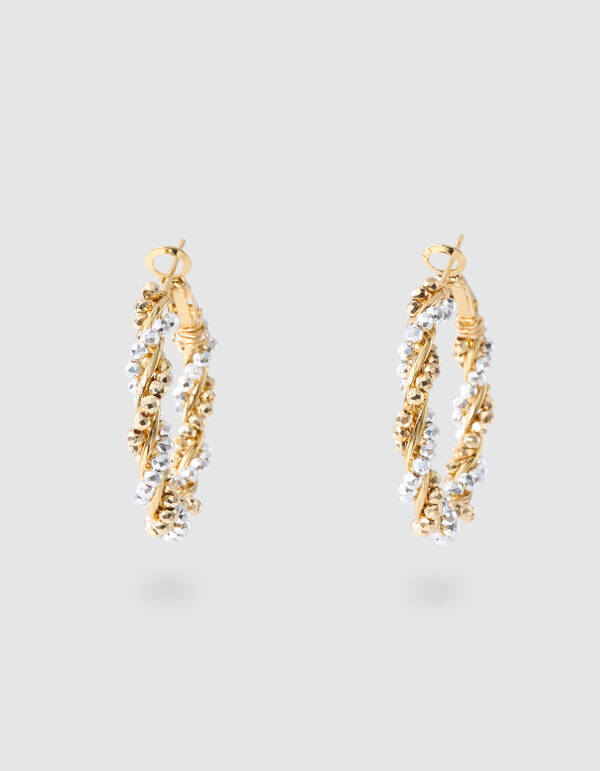 Twisted Beaded Hoop Oorbellen Goud SHOEBY ACCESSOIRES
