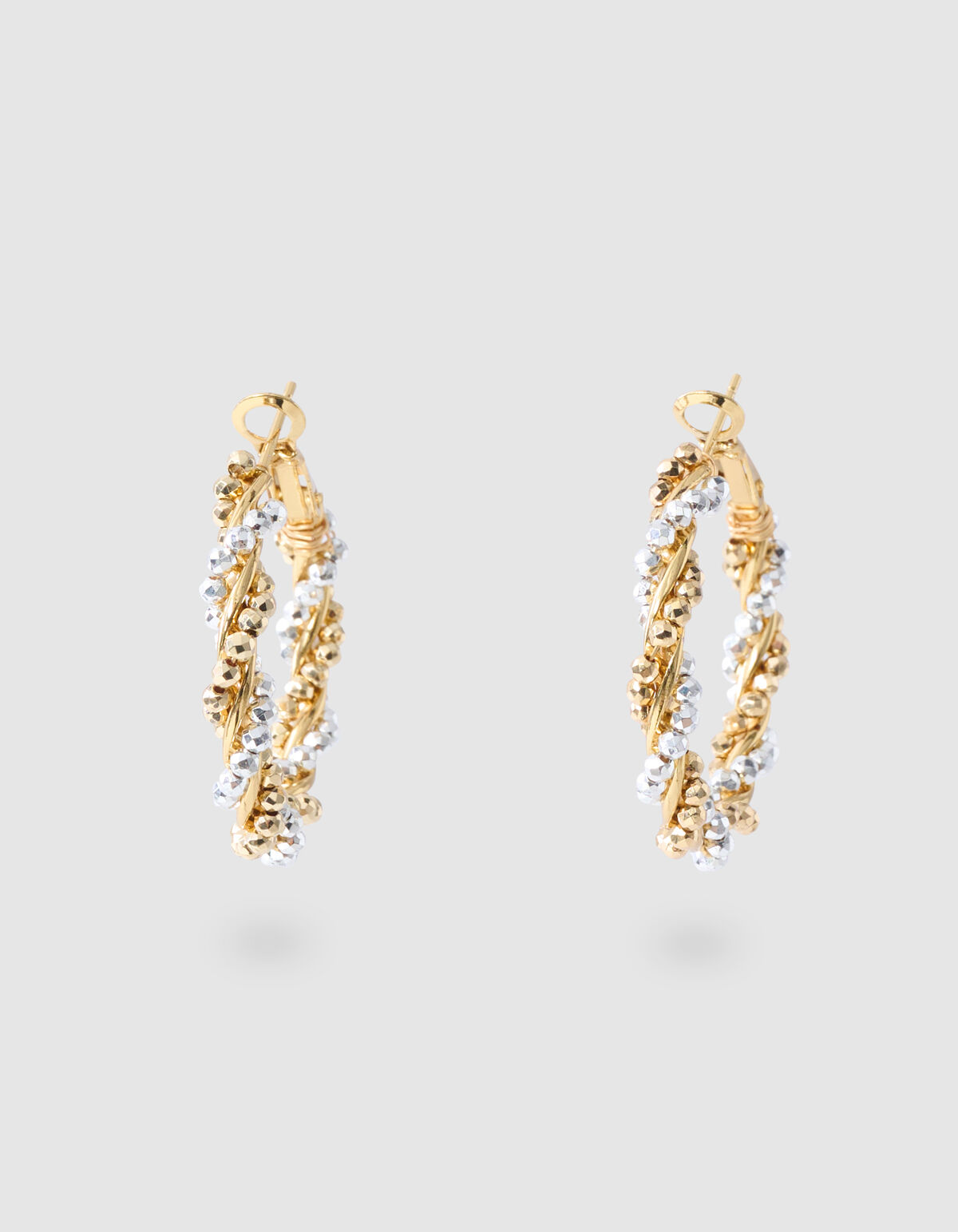 Twisted Beaded Hoop Oorbellen Goud SHOEBY ACCESSOIRES
