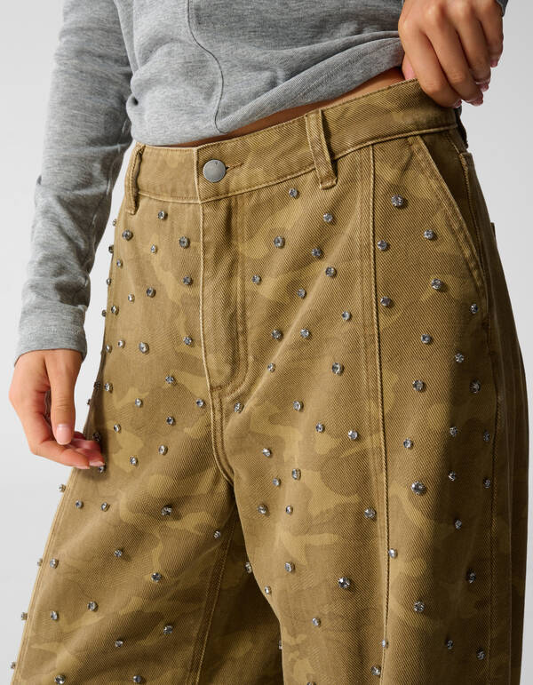 Camo Strass Jeans Khaki SHOEBY WOMEN