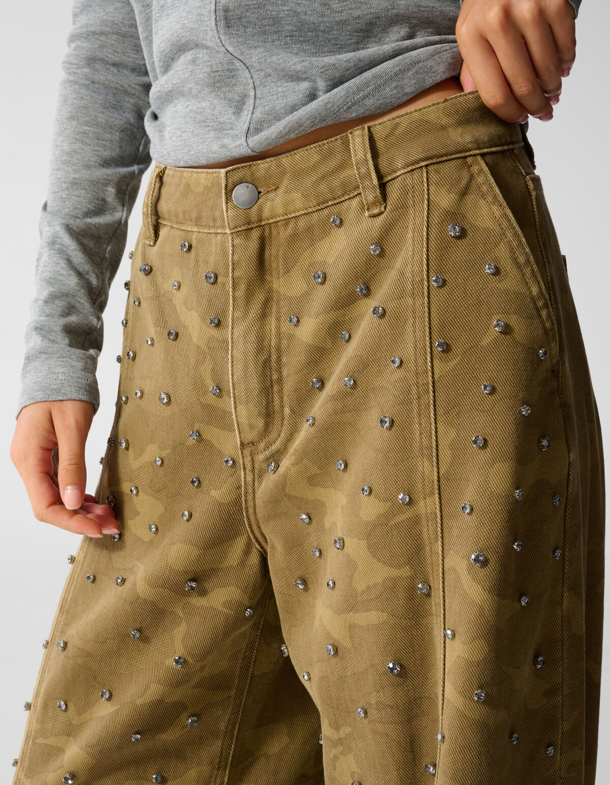 Camo Strass Jeans Khaki SHOEBY WOMEN