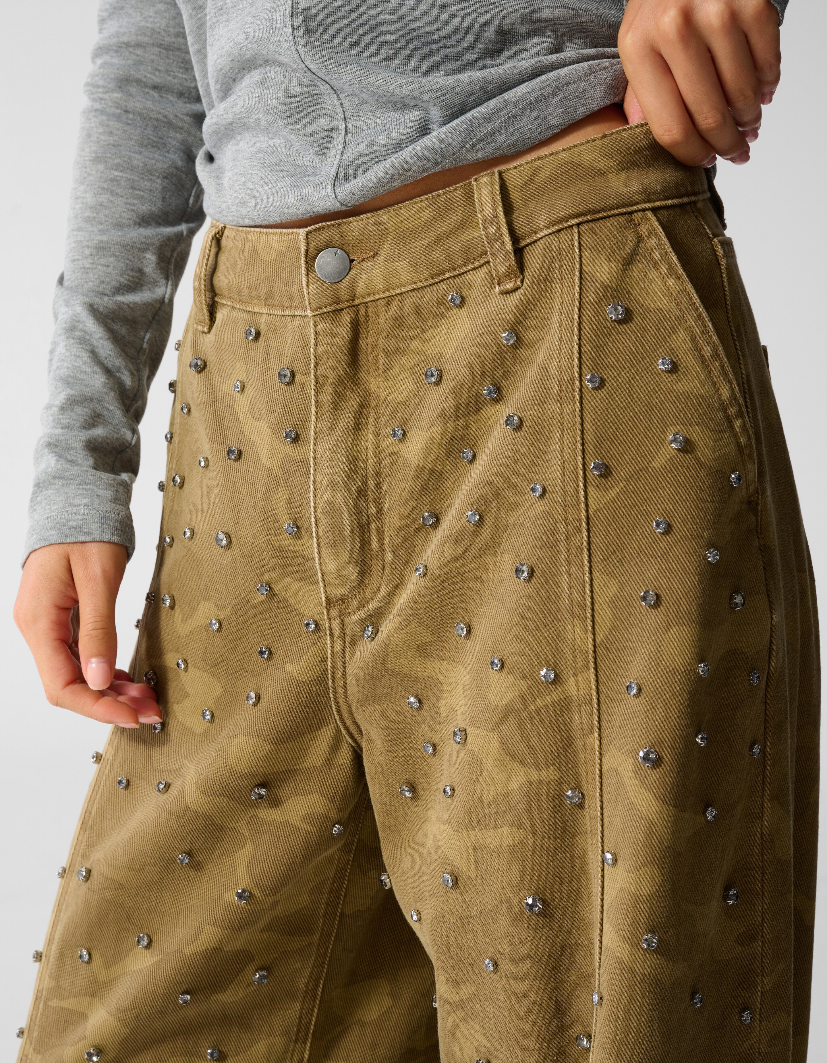 Camo Strass Jeans Khaki SHOEBY WOMEN