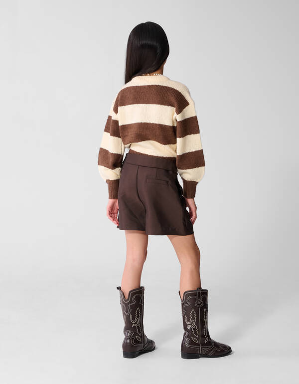 Gestreepte Gebreide Trui Bruin/Ecru SHOEBY GIRLS
