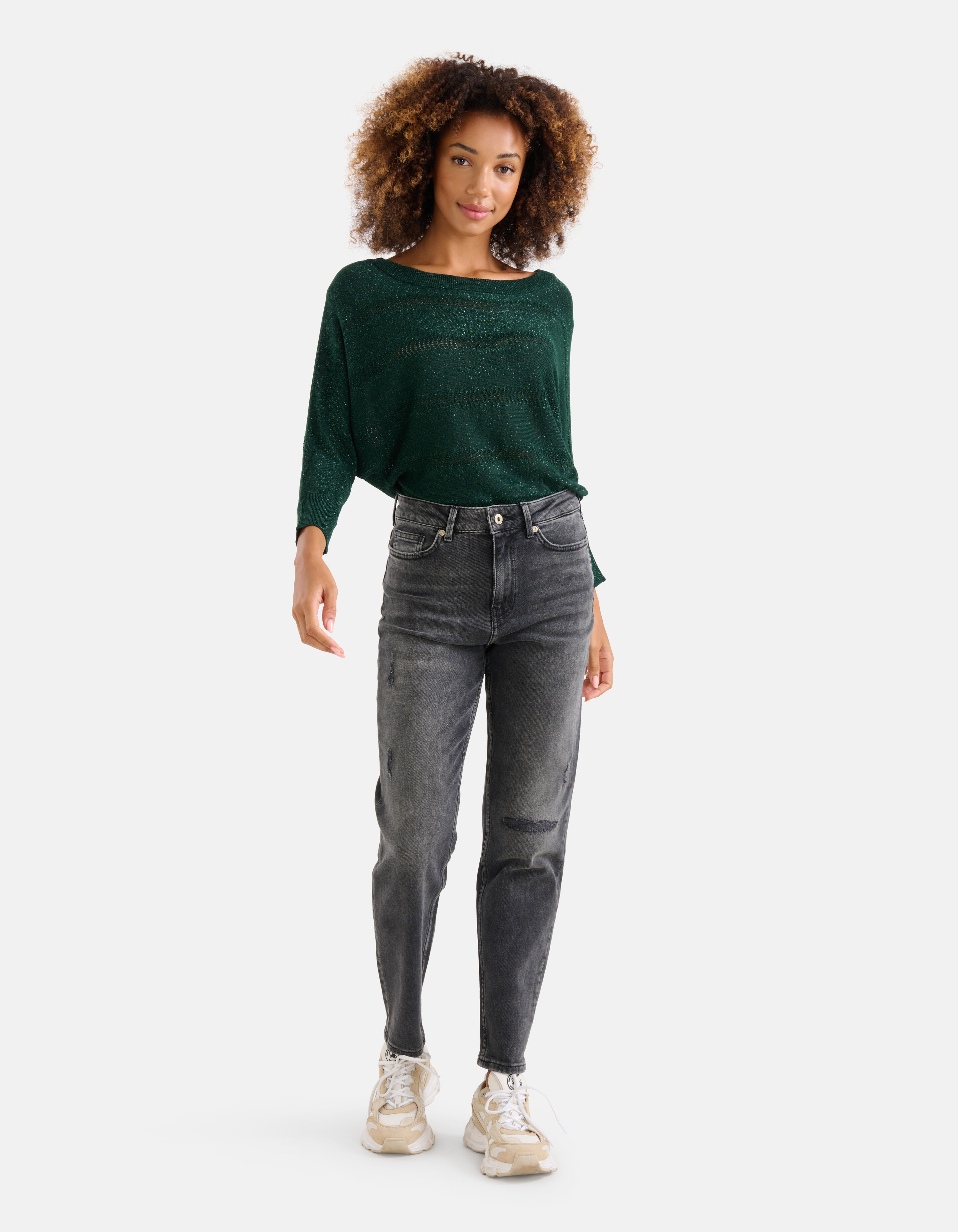 Glitter Vleermuismouwen Trui Groen SHOEBY WOMEN