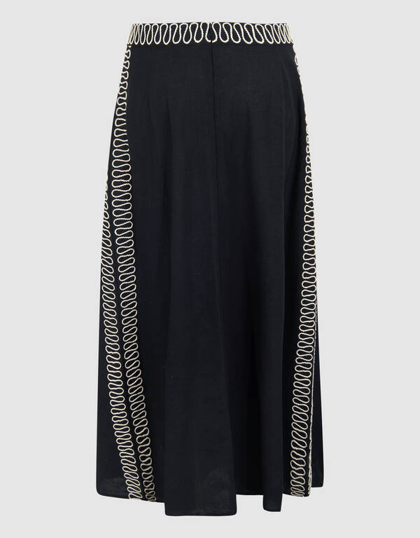 Embroidery Maxi Rok Zwart SHOEBY WOMEN