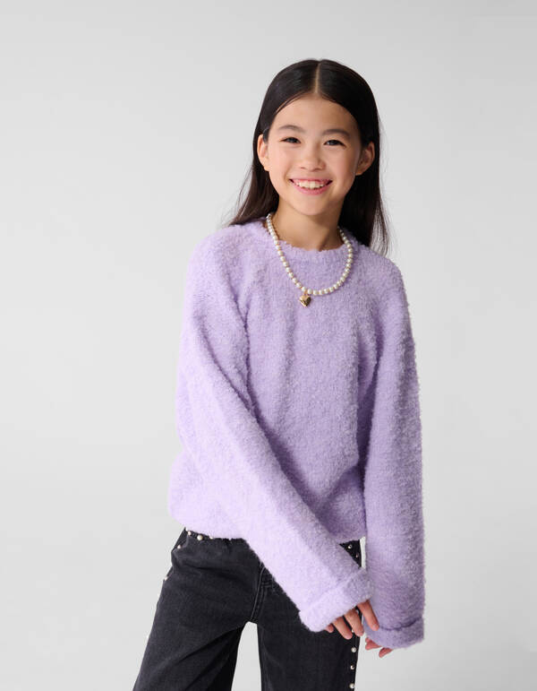 Oversized Gebreide Trui Paars SHOEBY GIRLS