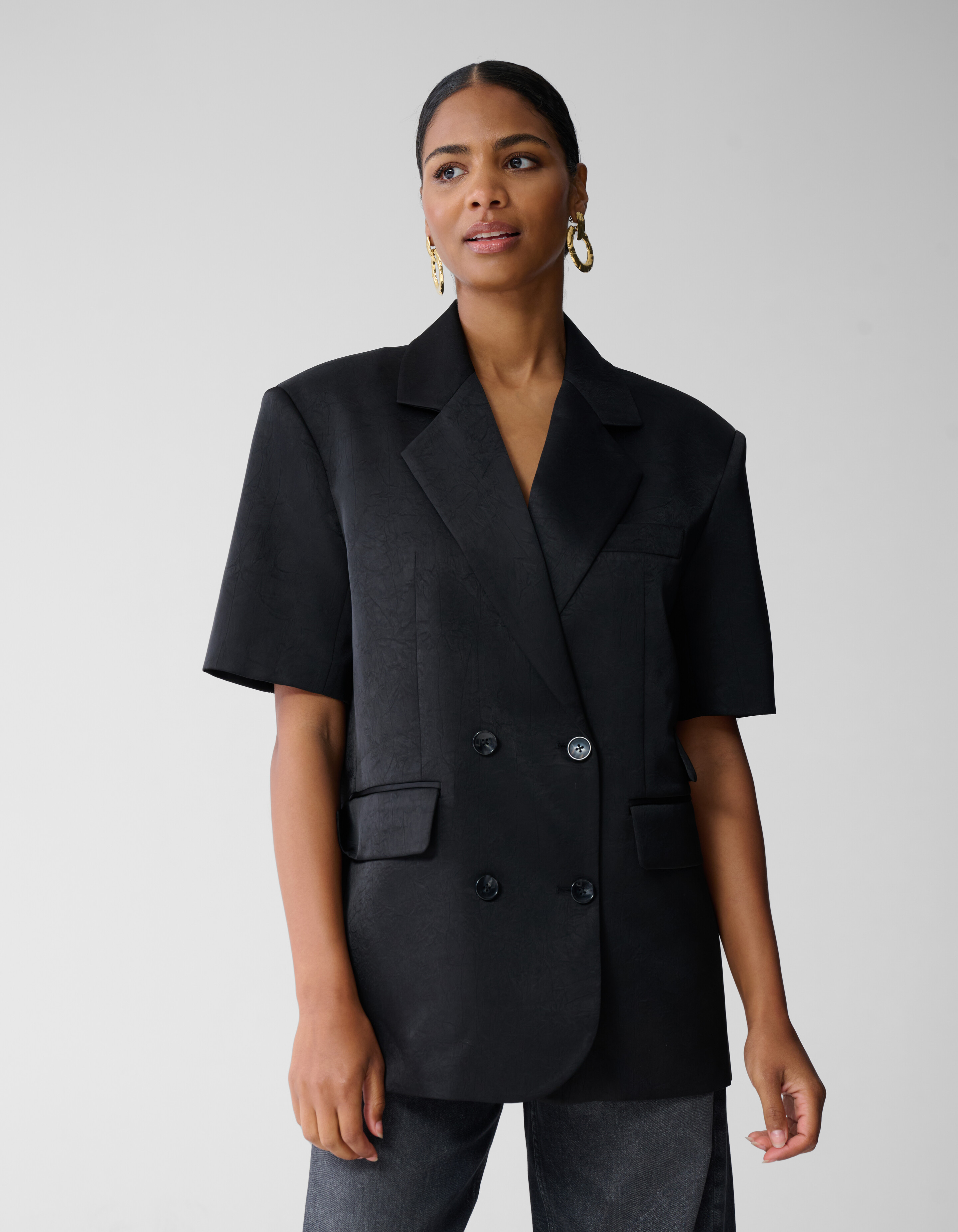 Short Sleeve Blazer Zwart SHOEBY WOMEN