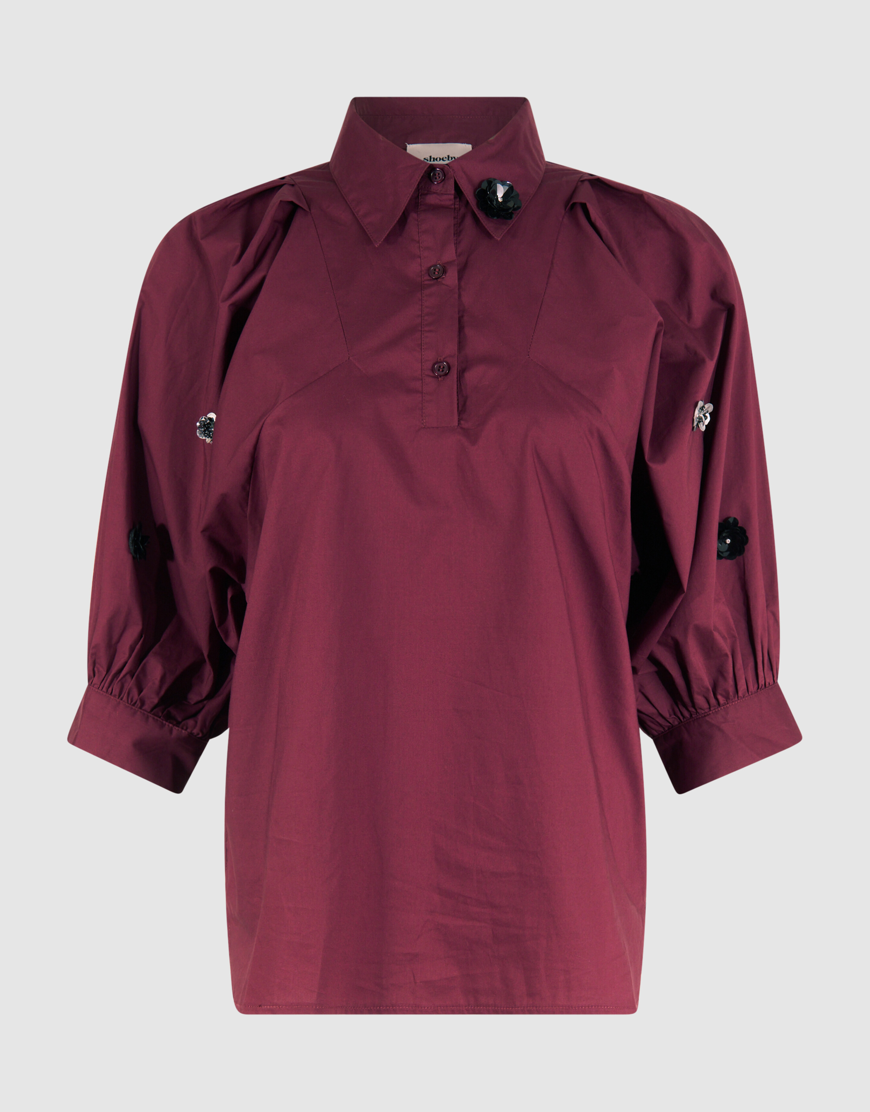 Flower Poplin Blouse Bordeaux SHOEBY WOMEN