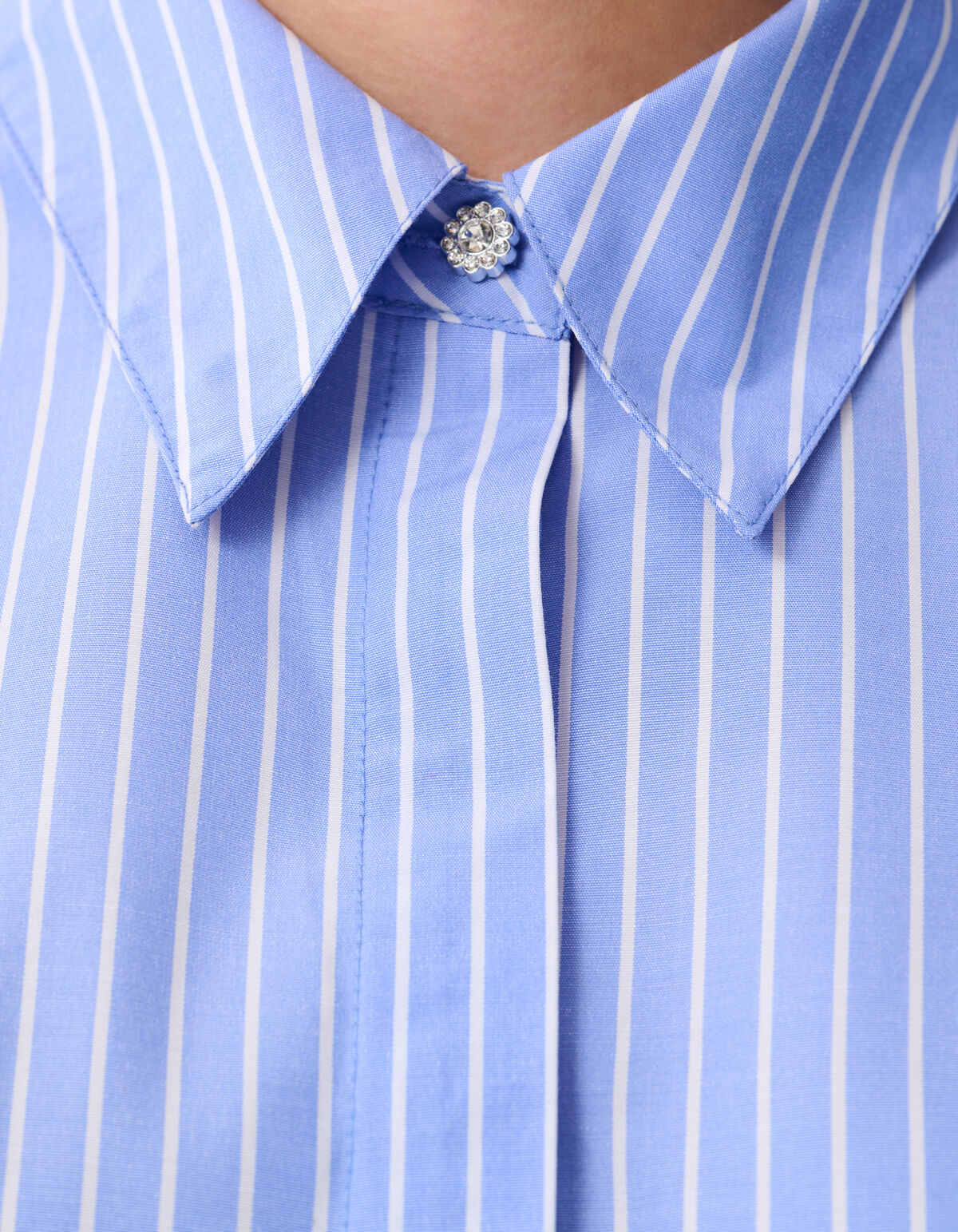 Oversized Pinstripe Blouse Lichtblauw SHOEBY WOMEN