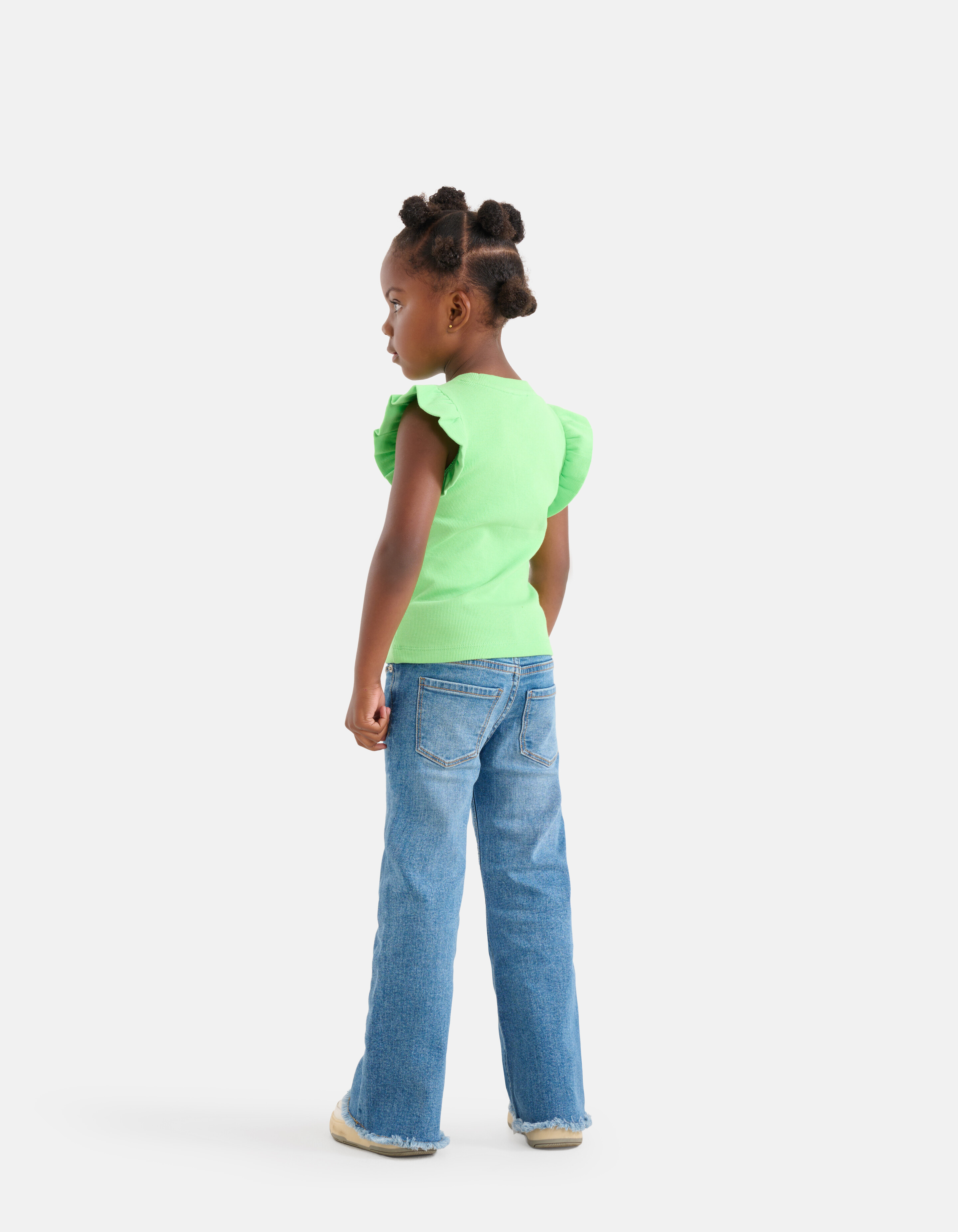 Ruffle Rib Top Groen SHOEBY GIRLS