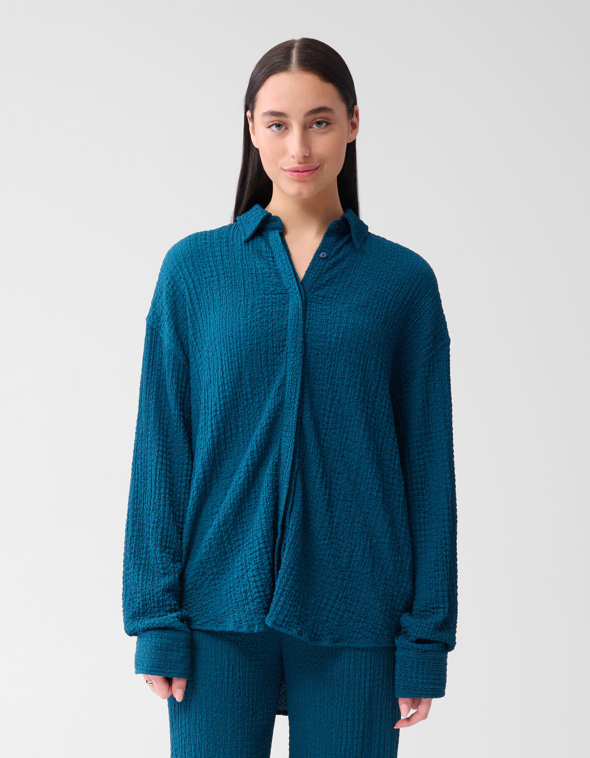 Crinkle Blouse Donkerblauw SHOEBY WOMEN