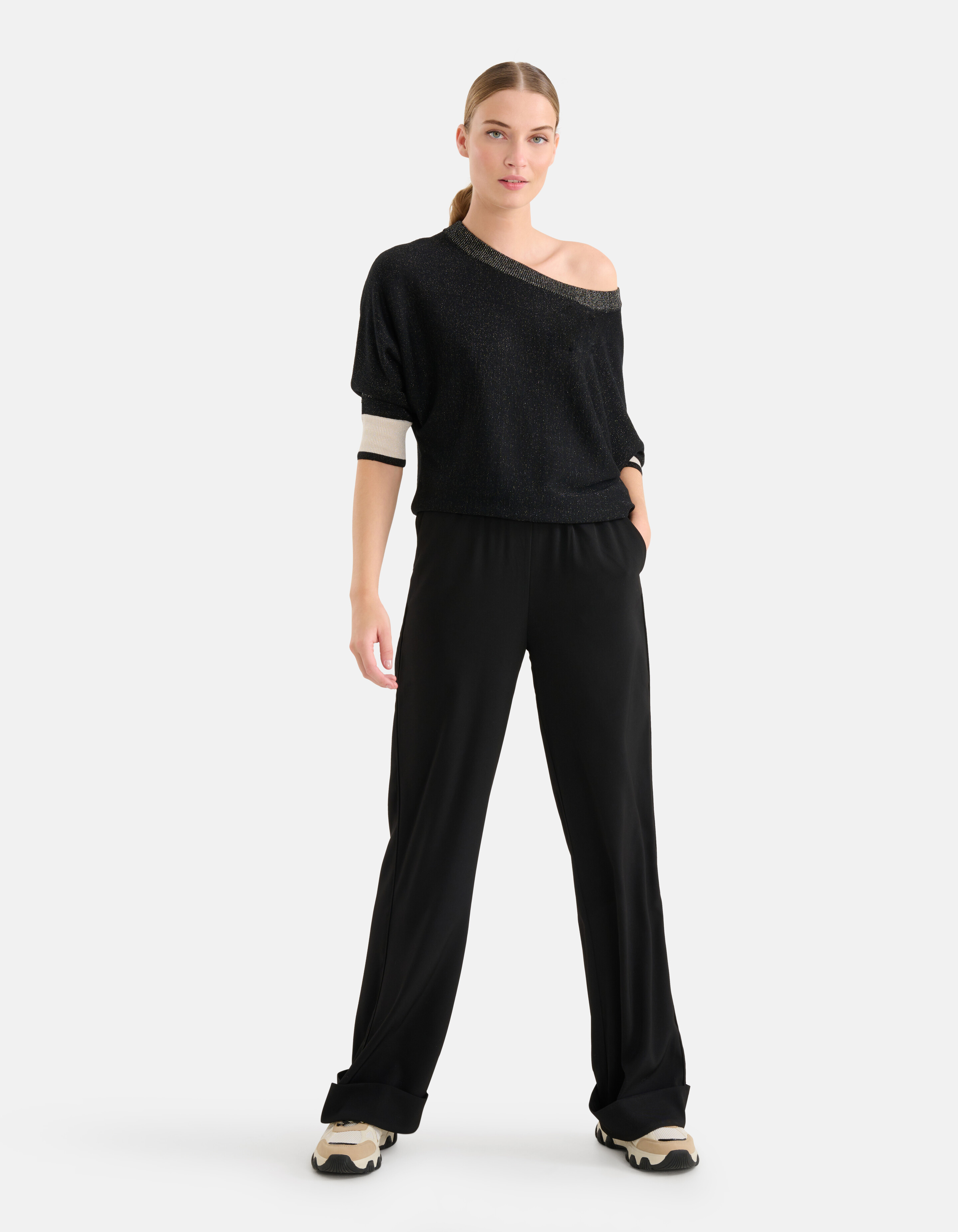 Colorblock Vleermuismouwen Trui Zwart By Mieke SHOEBY WOMEN