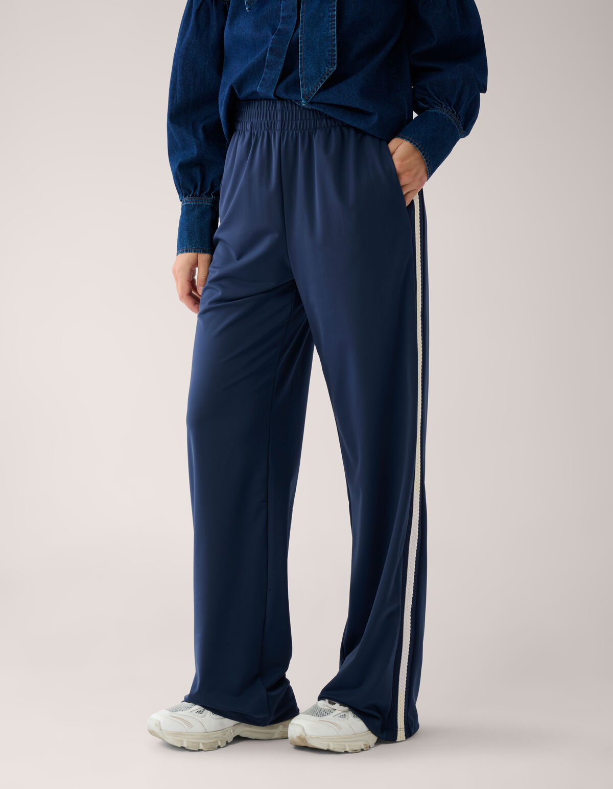 Travel Tape Wide Leg Broek Donkerblauw SHOEBY WOMEN