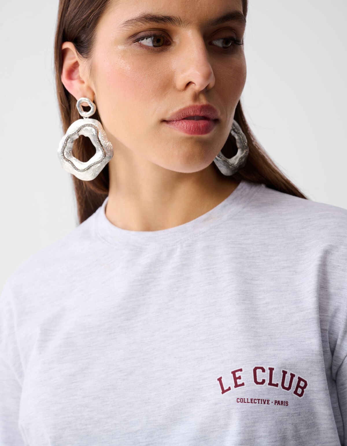 Oversized Le Club Artwork T-shirt Lichtgrijs SHOEBY WOMEN