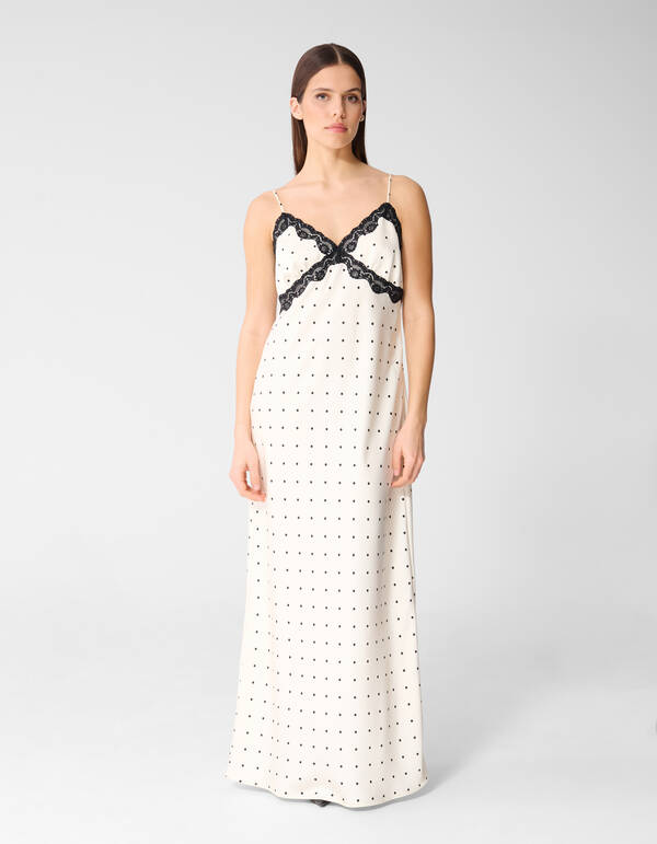 Polkadot Maxi Jurk Gebroken Wit By Monica SHOEBY WOMEN