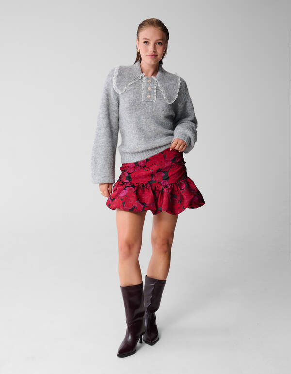 Collar Knit Trui Lichtgrijs SHOEBY WOMEN