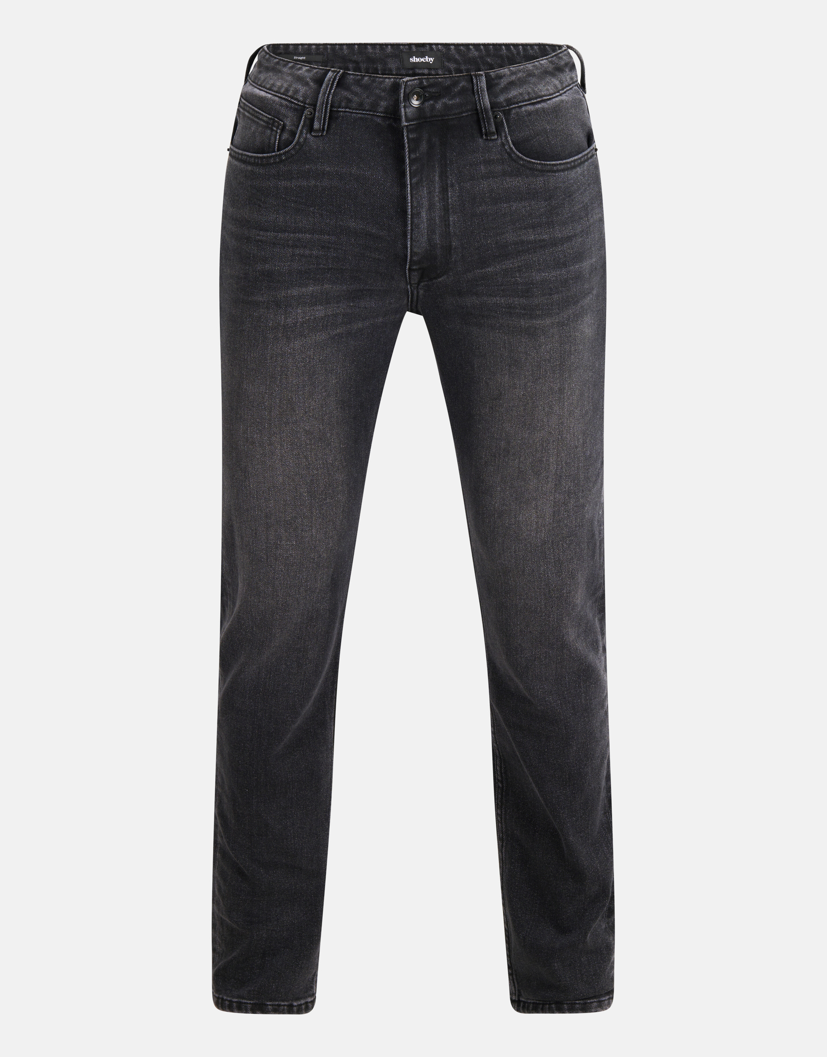 Washed Straight Fit Jeans Zwart L34 SHOEBY MEN