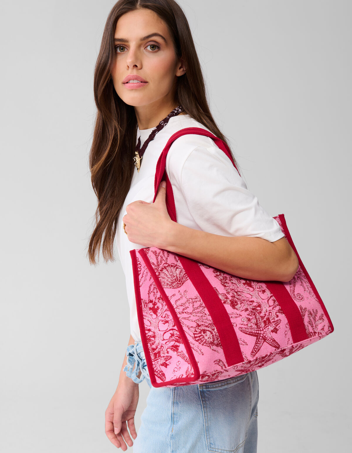 Jacquard Shopper Roze SHOEBY ACCESSOIRES