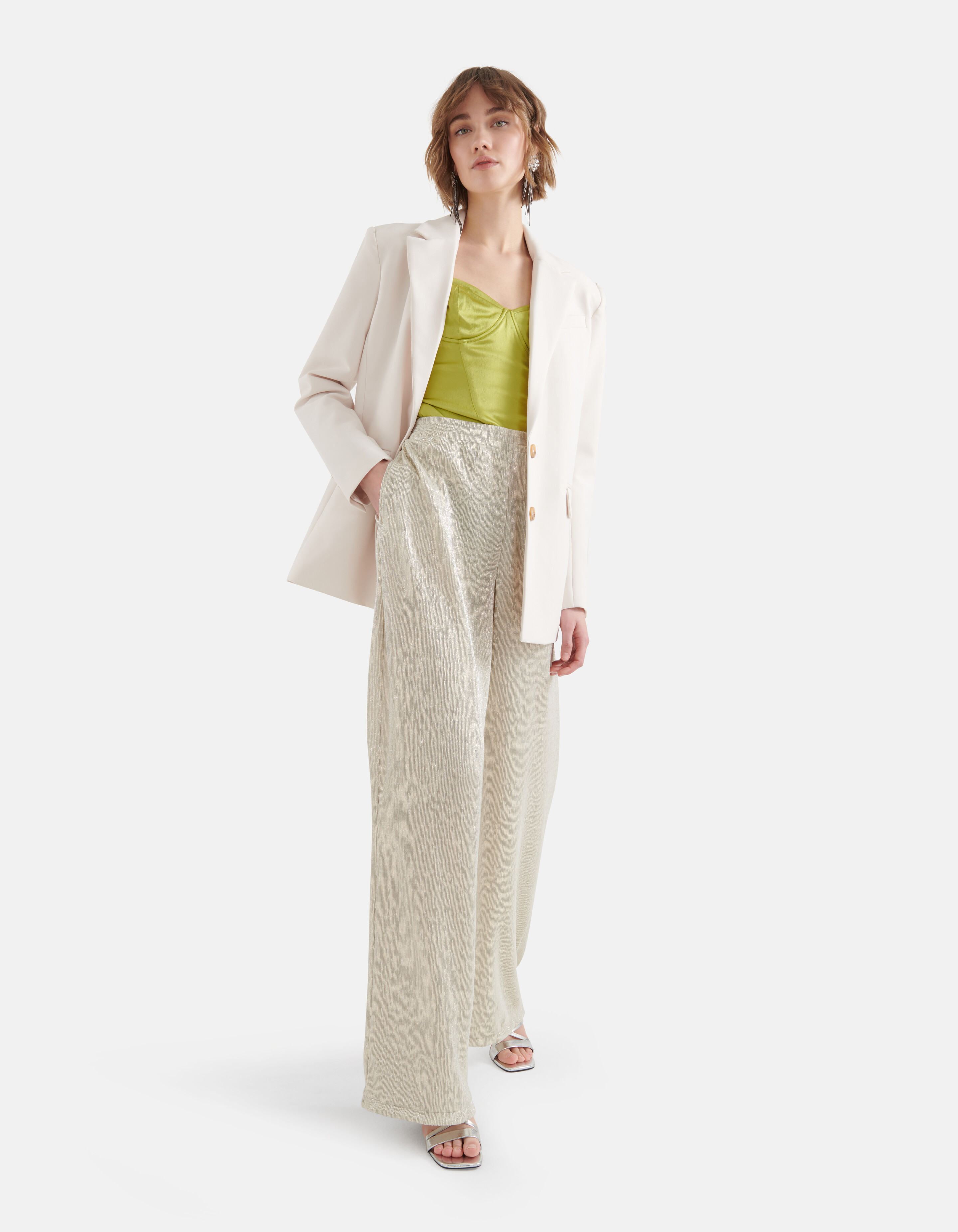 Crinkle Lurex Broek Zilver SHOEBY WOMEN